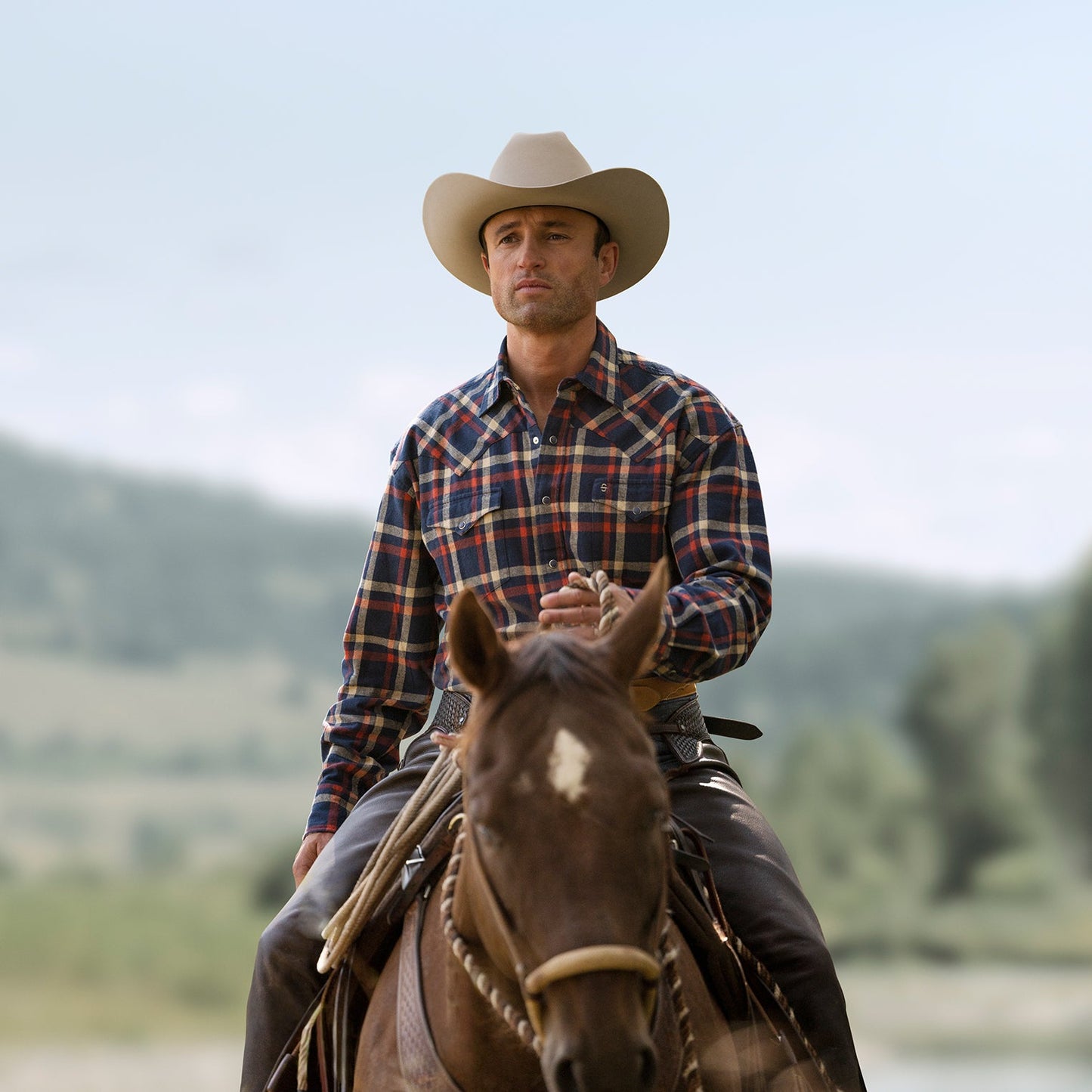 Brushed Twill Plaid Shirt Men