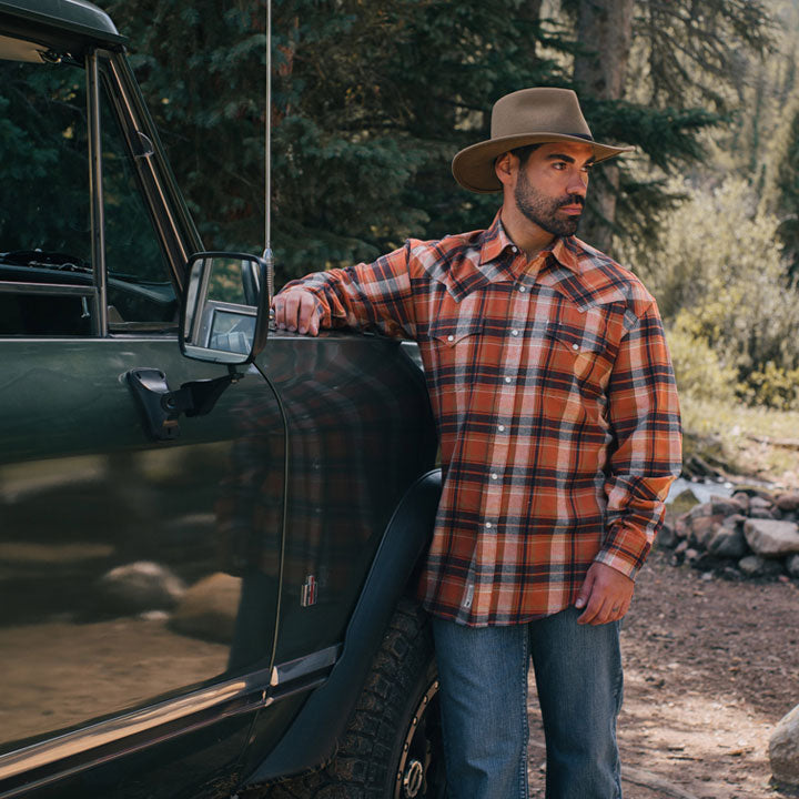 Brushed Twill Plaid Shirt Men