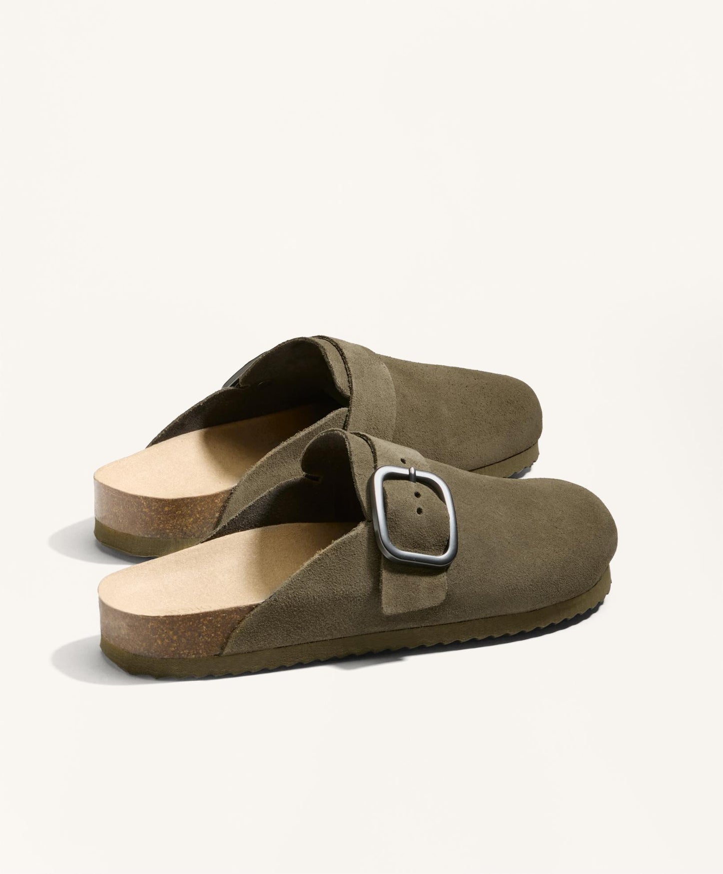 Buckled split-leather mules