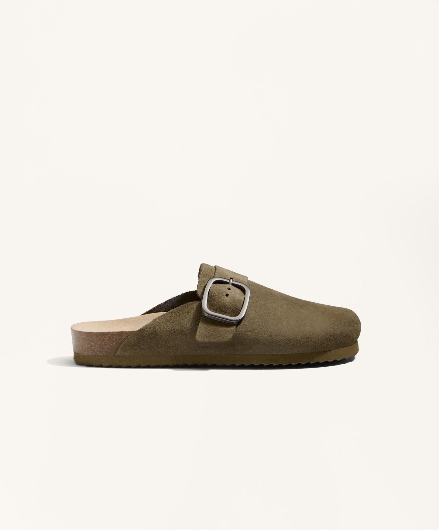 Buckled split-leather mules