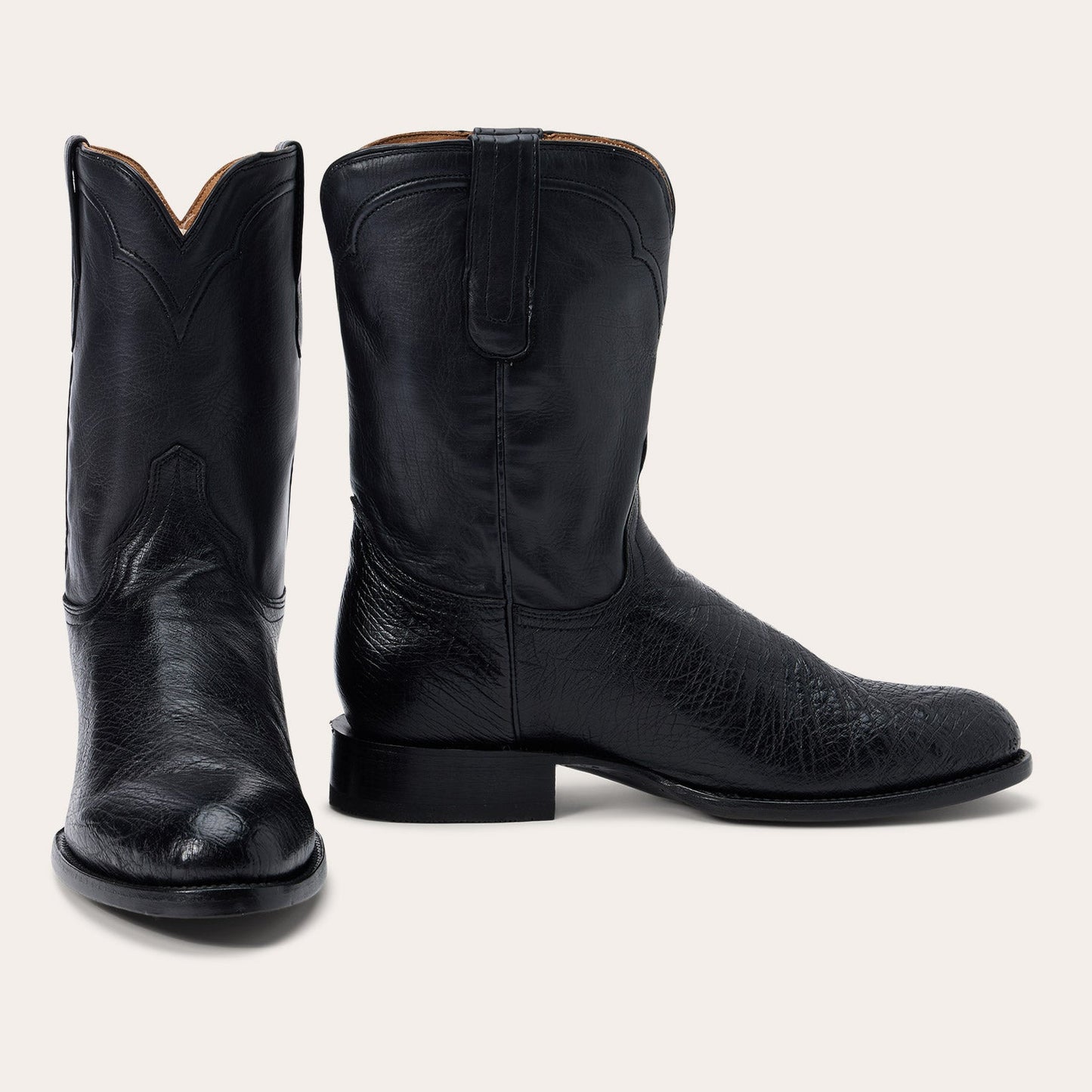 Clay Smooth Ostrich Roper Boots Men