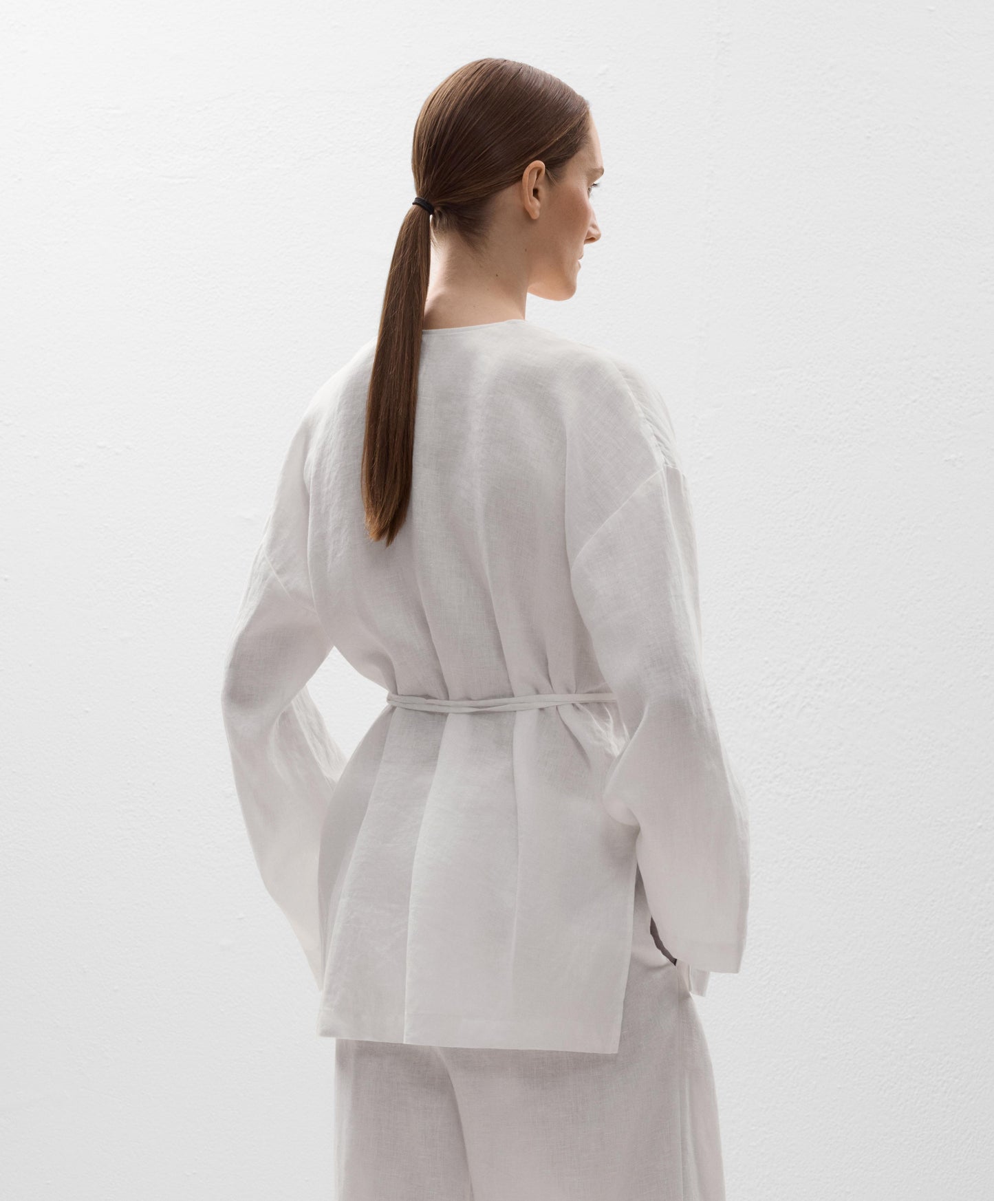 100% linen side tie kimono shirt