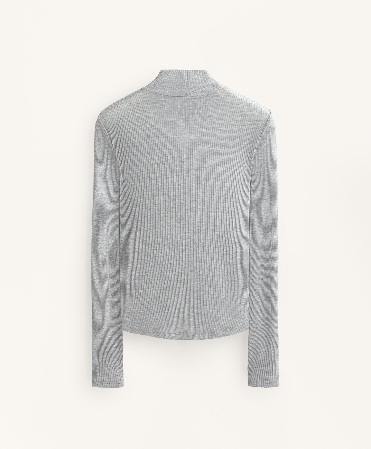 High neck rib T-shirt with lyocell