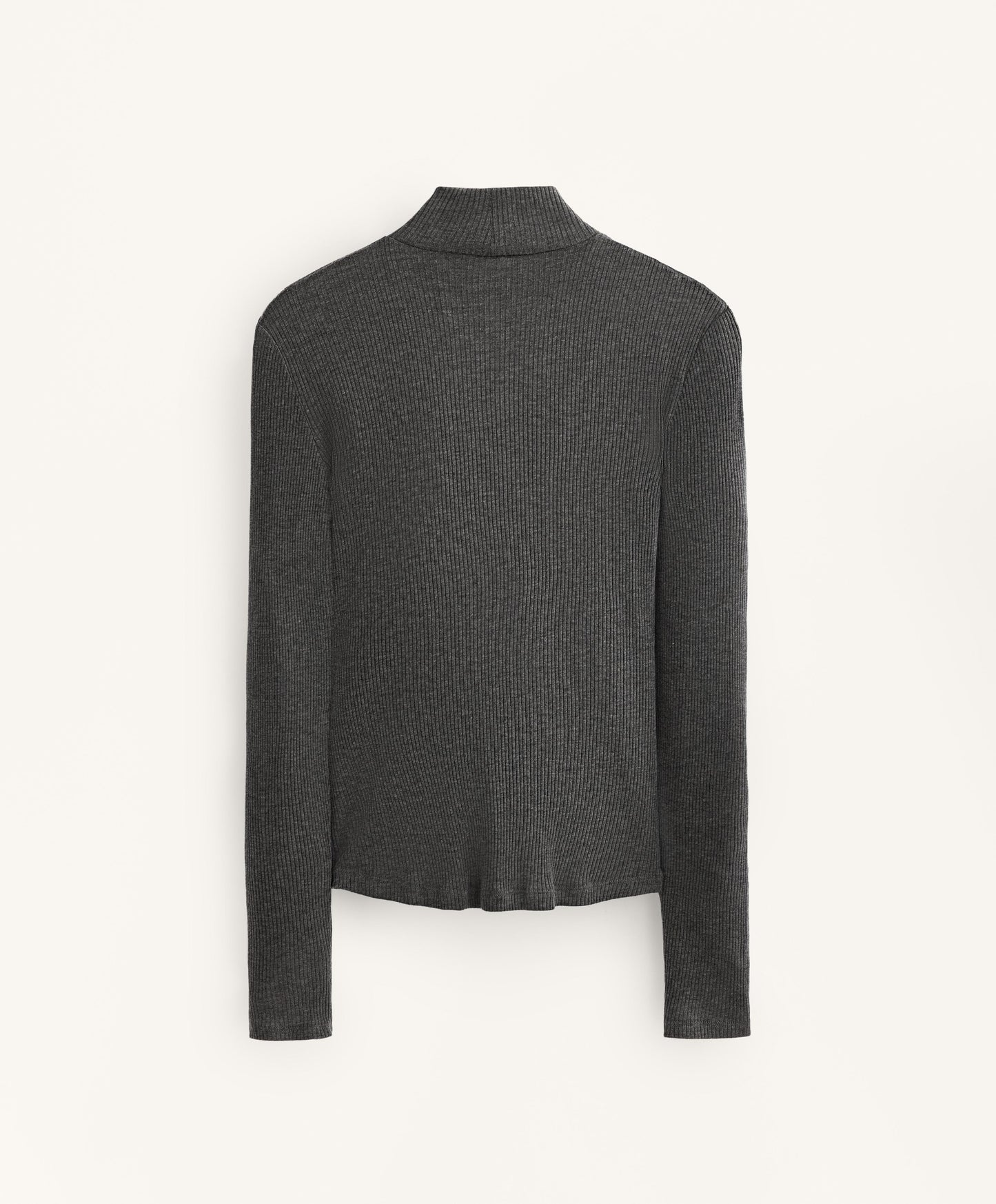 High neck rib T-shirt with lyocell