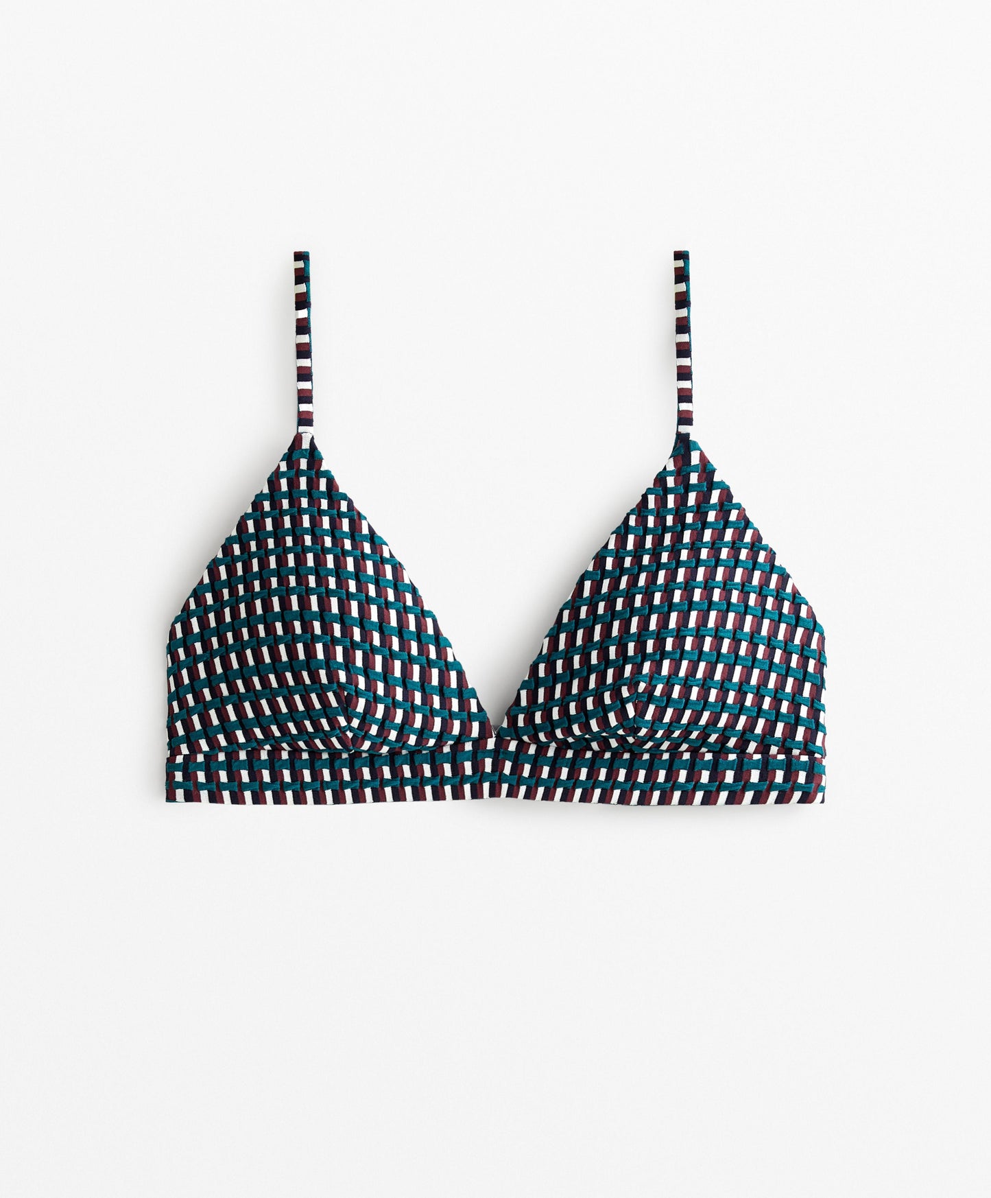 Three-colour jacquard triangle bikini top