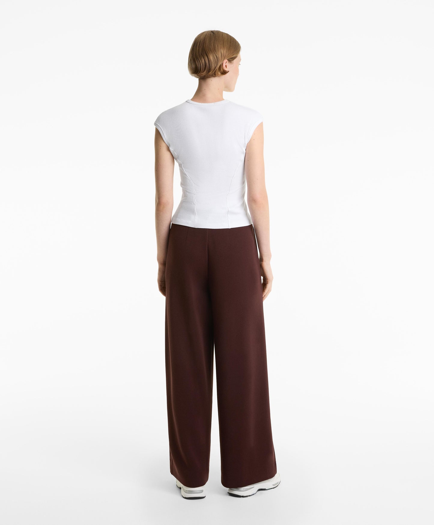Straight-leg soft-touch modal trousers with crease