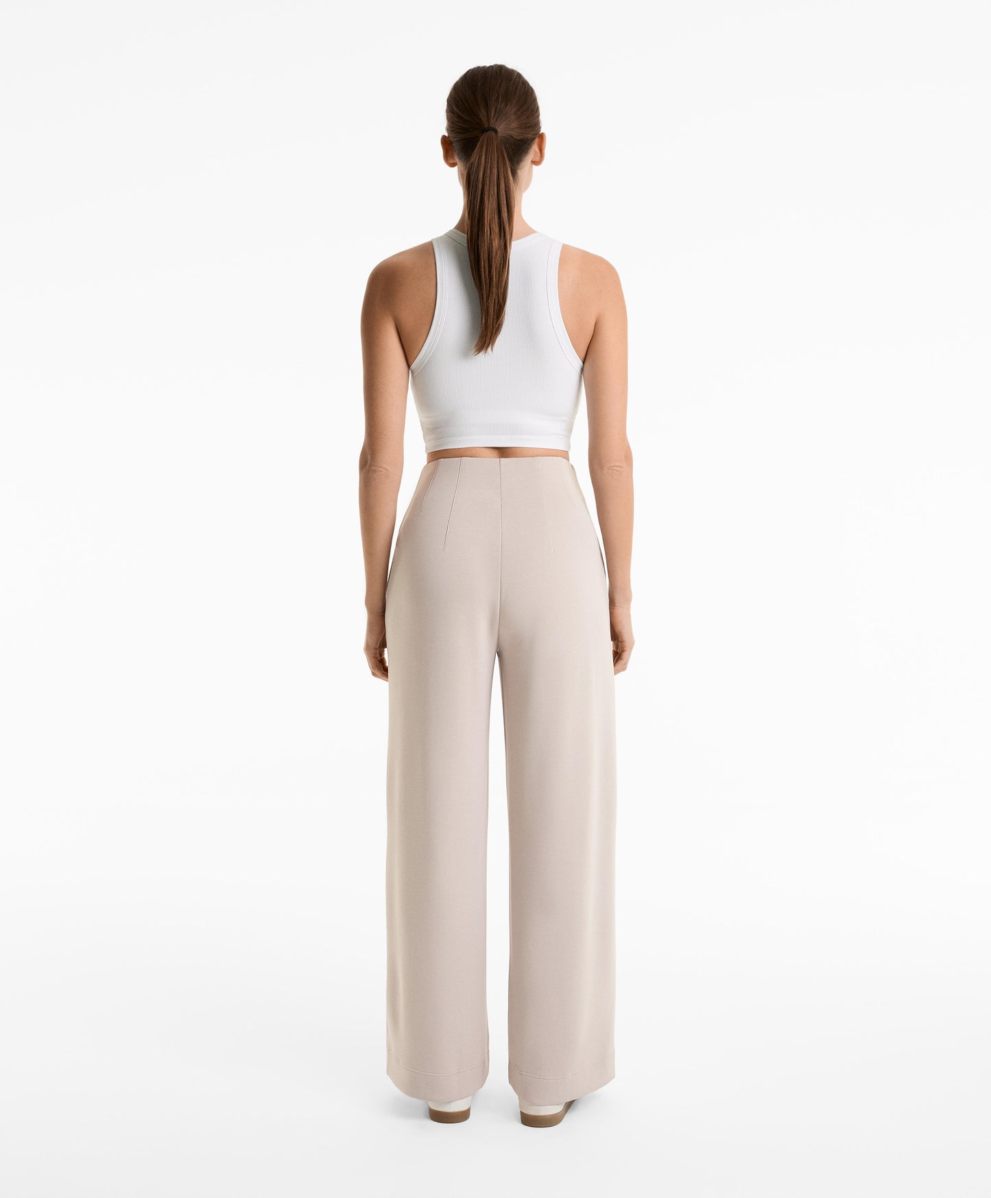 Straight-leg soft-touch modal trousers with crease