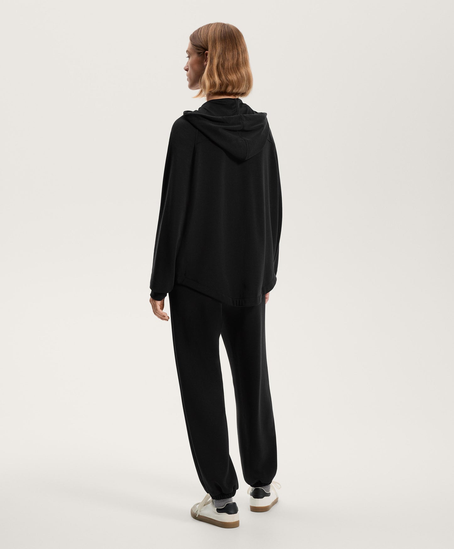 Boxy hooded jacket with soft-feel modal