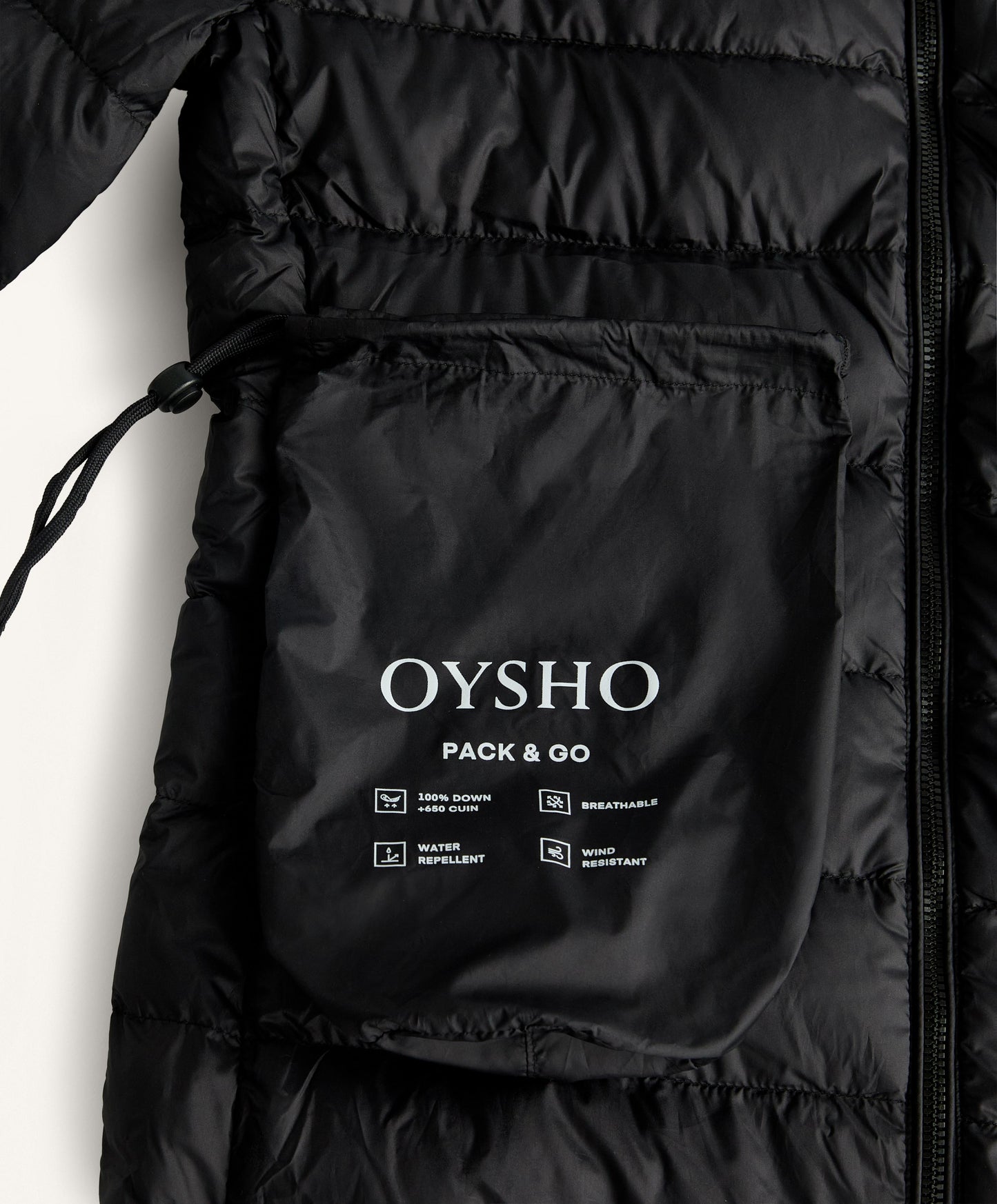 Lightweight packable 100% down water-repellent jacket
