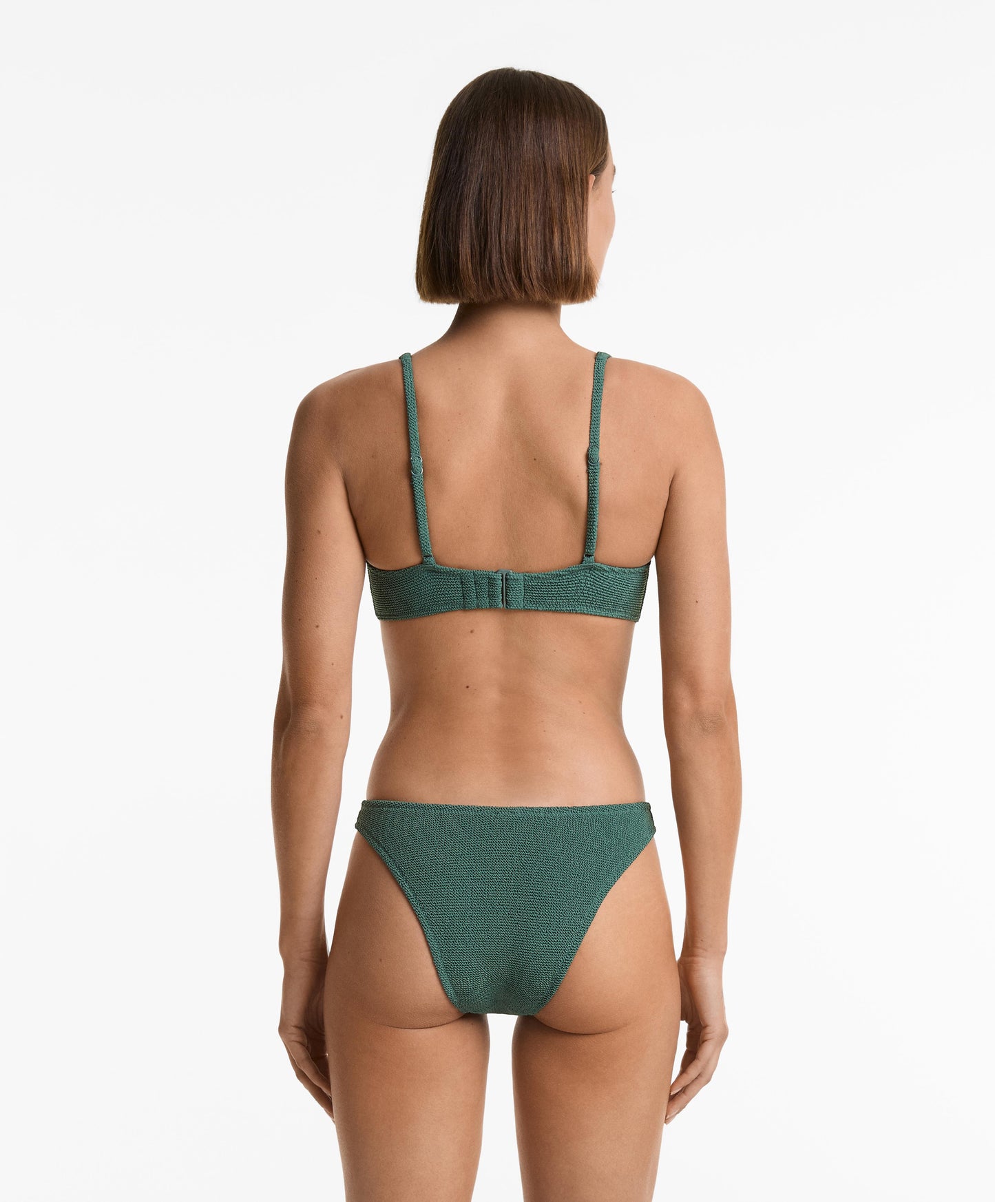 U-Cut Crinkle Mid-Rise Bikini Bottoms