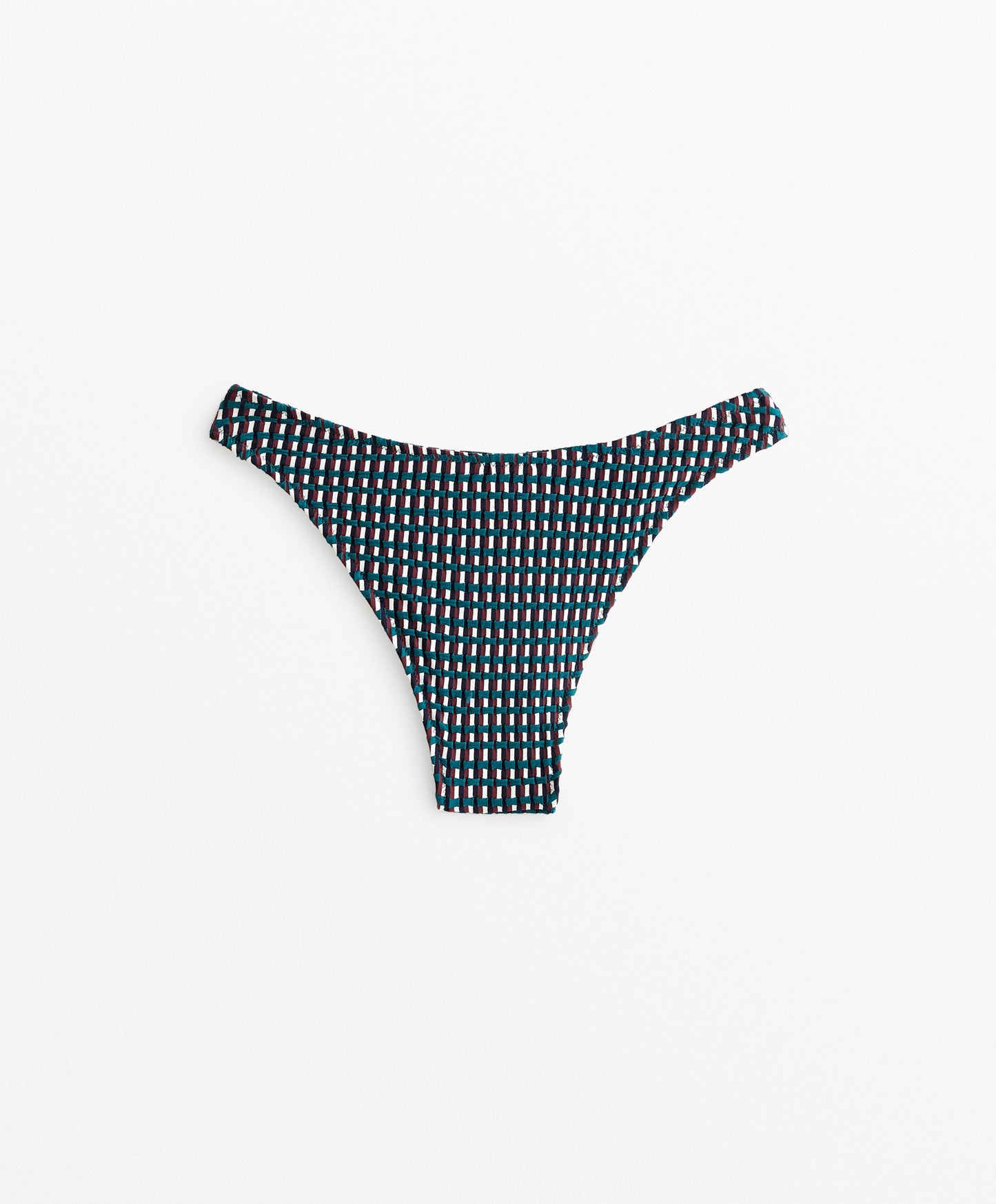 Tricolour U-cut jacquard medium bikini bottoms