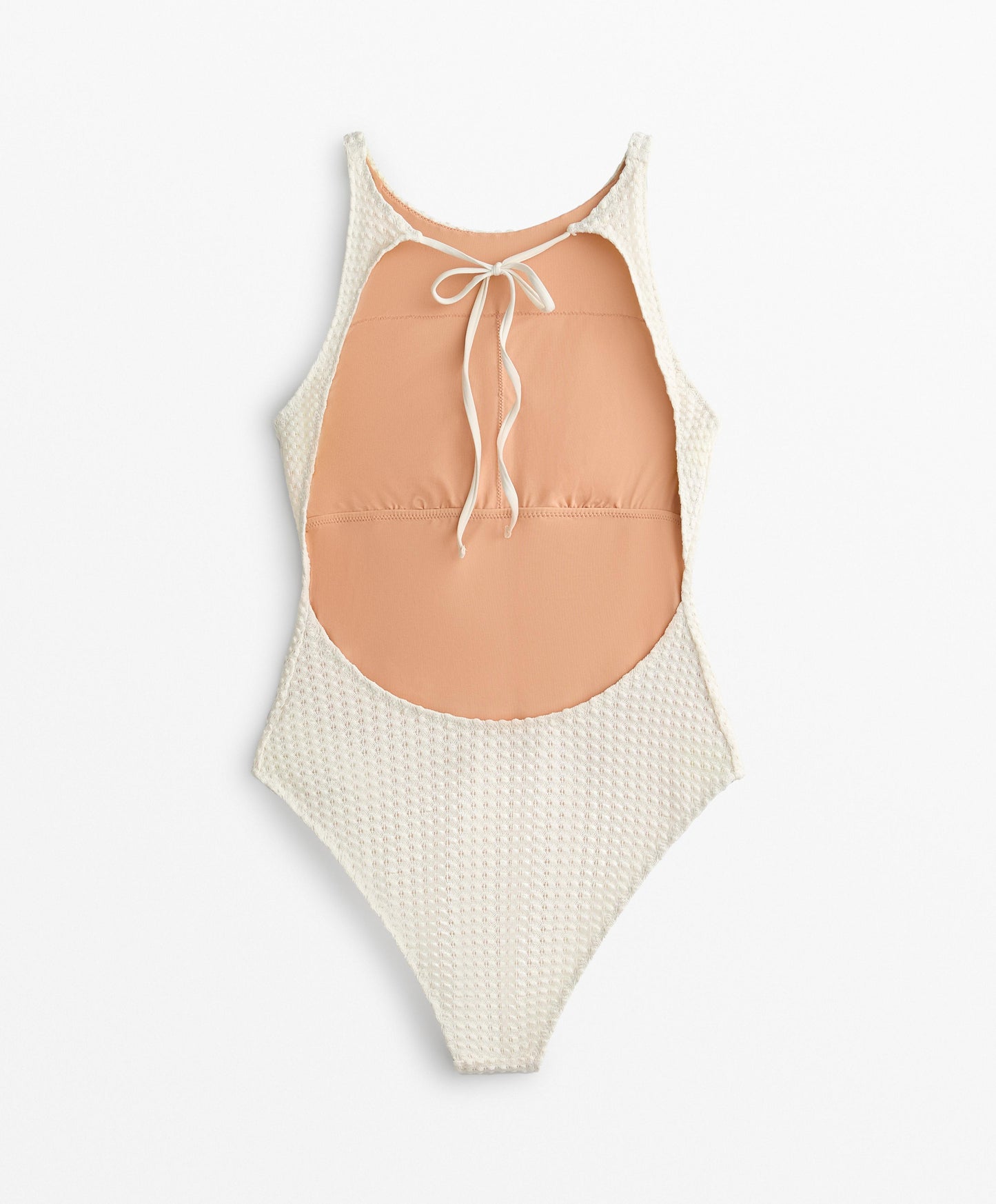 Bubble-texture crochet halterneck swimsuit