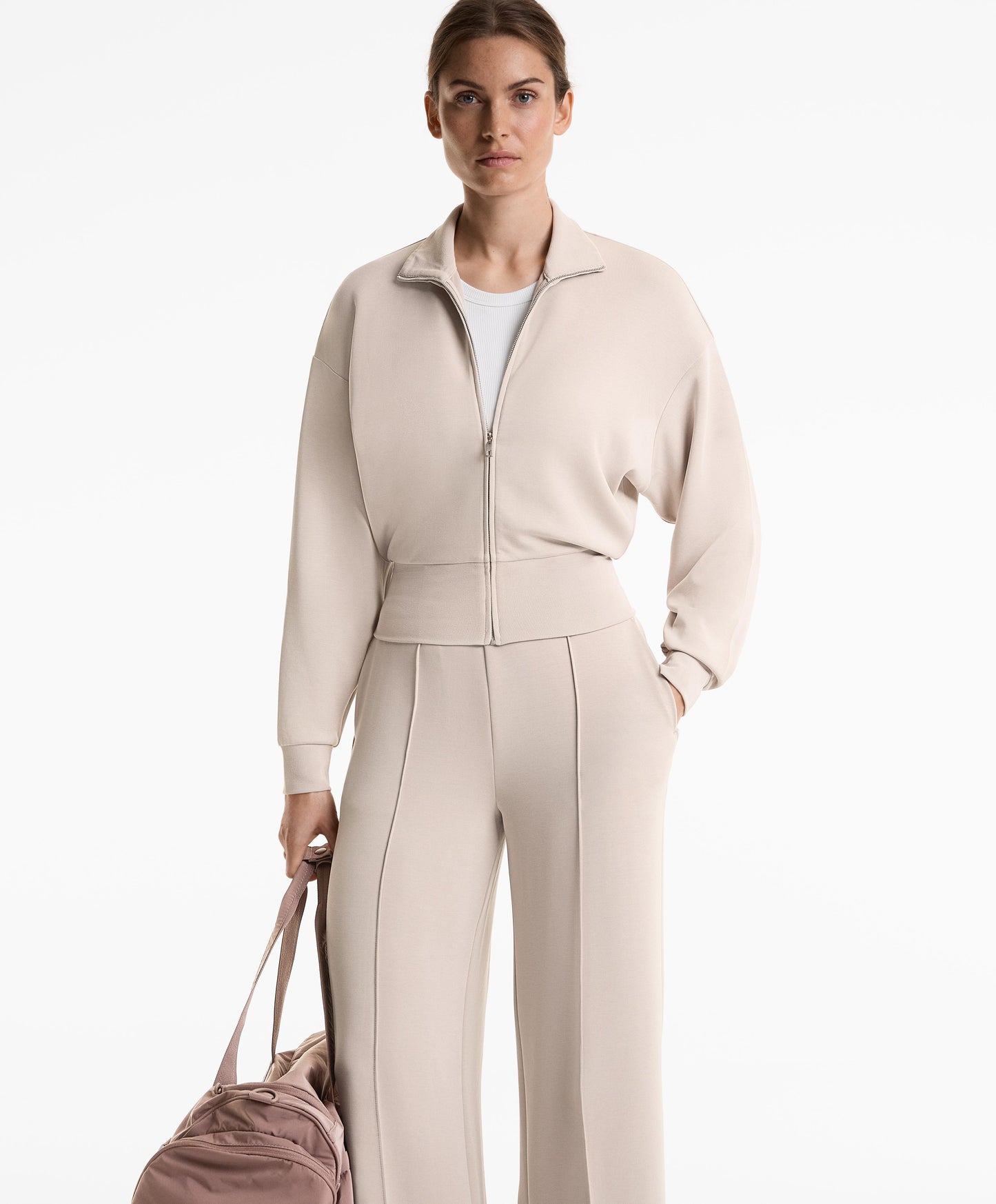 Soft-touch high neck jacket with modal