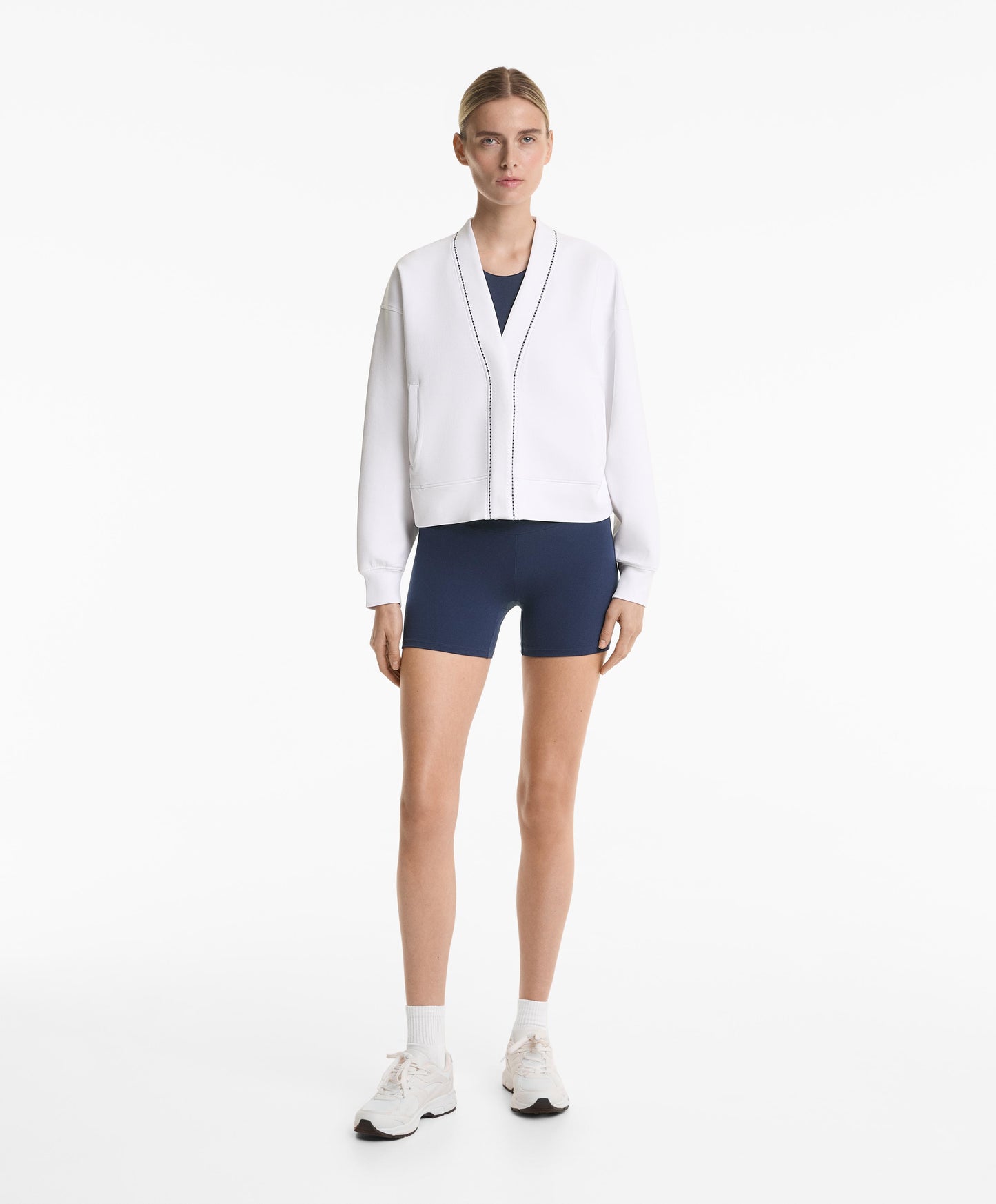 Cotton blend heavy weight piqu¨¦ cardigan