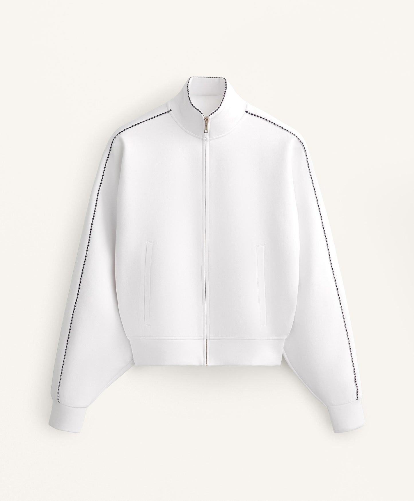 Cotton medium weight piqu¨¦ piping jacket