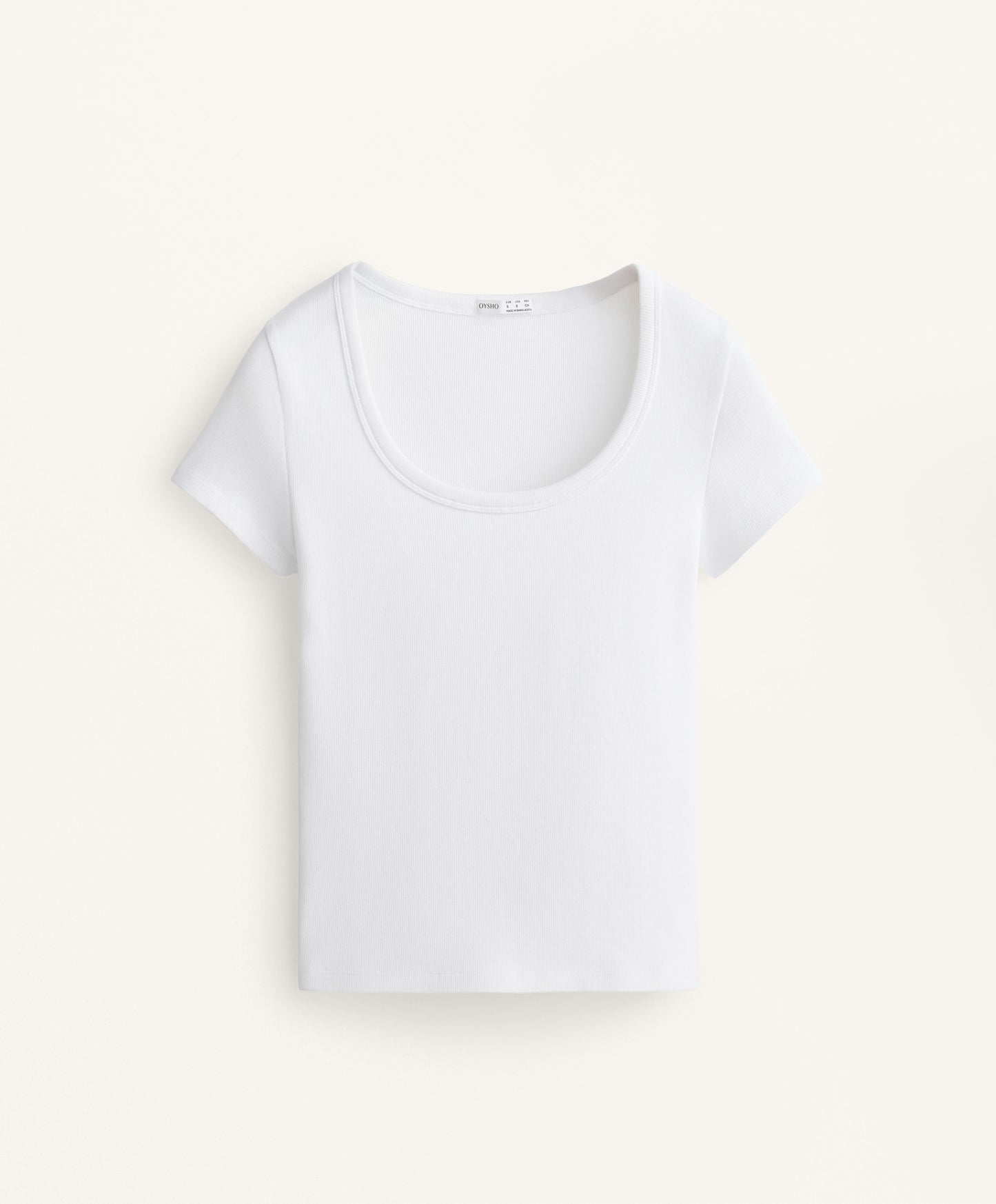 Cotton and modal rib T-shirt with round neck