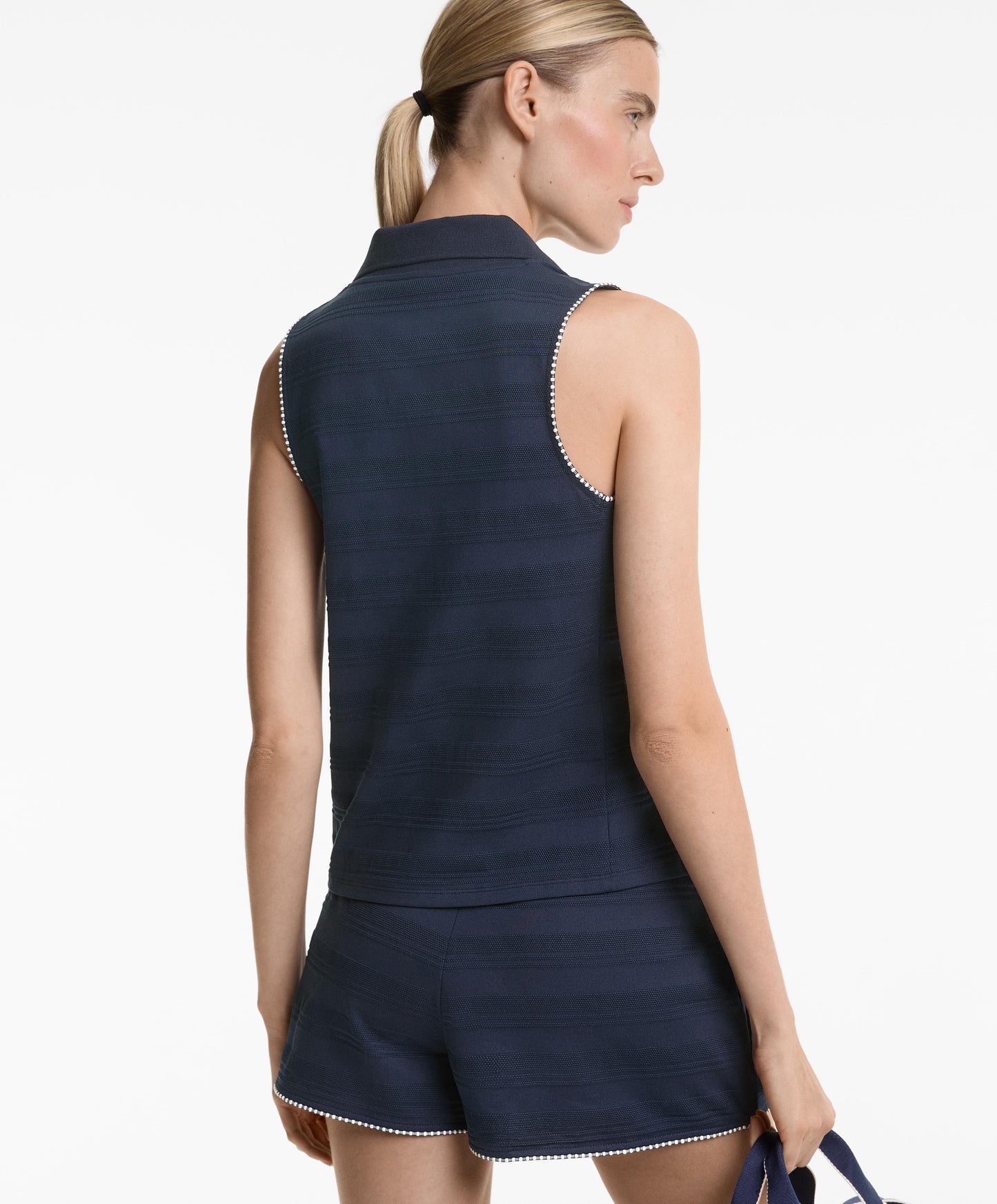 100% cotton sleeveless jacquard polo shirt