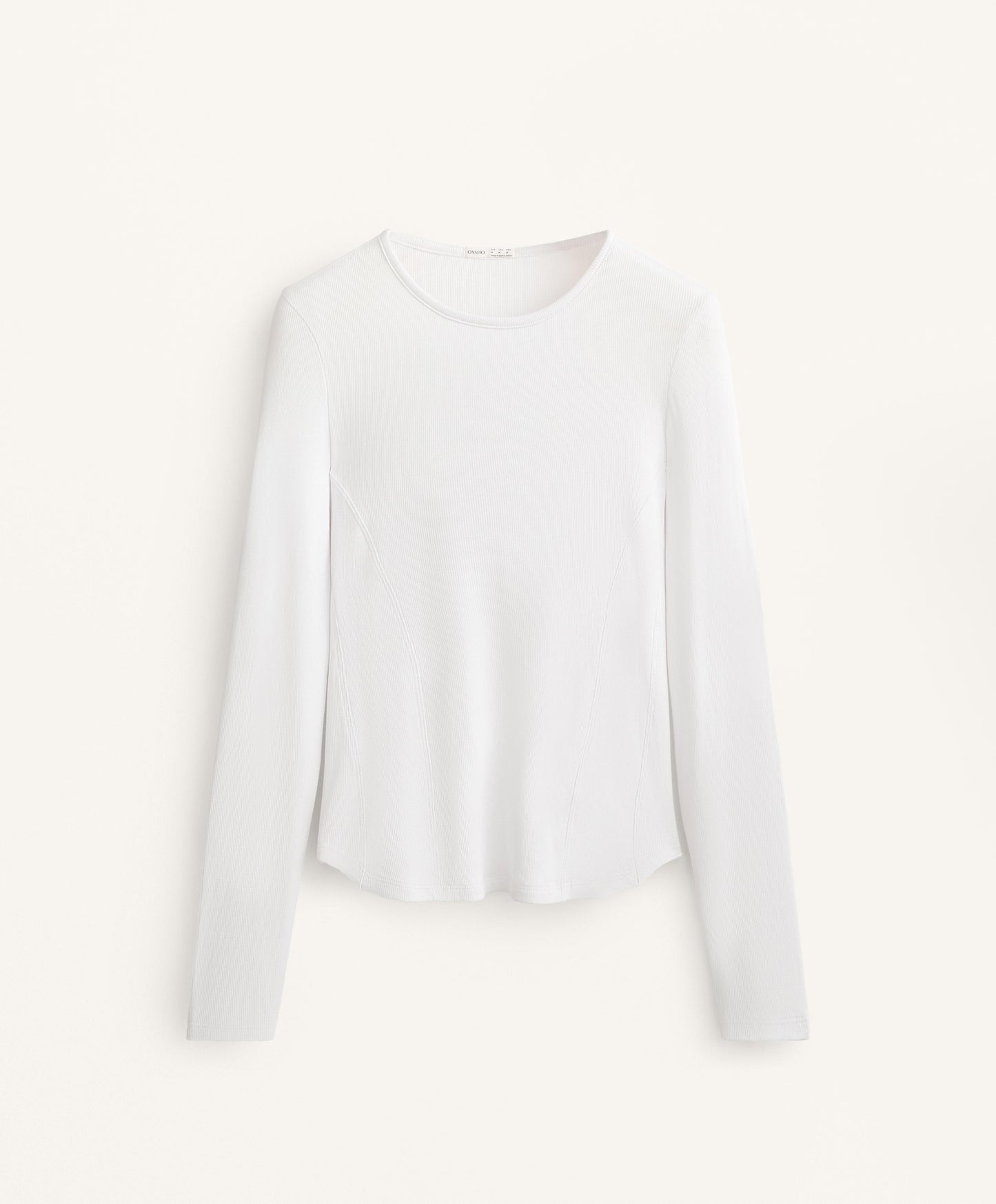 Long sleeve rib T-shirt with cotton and modal