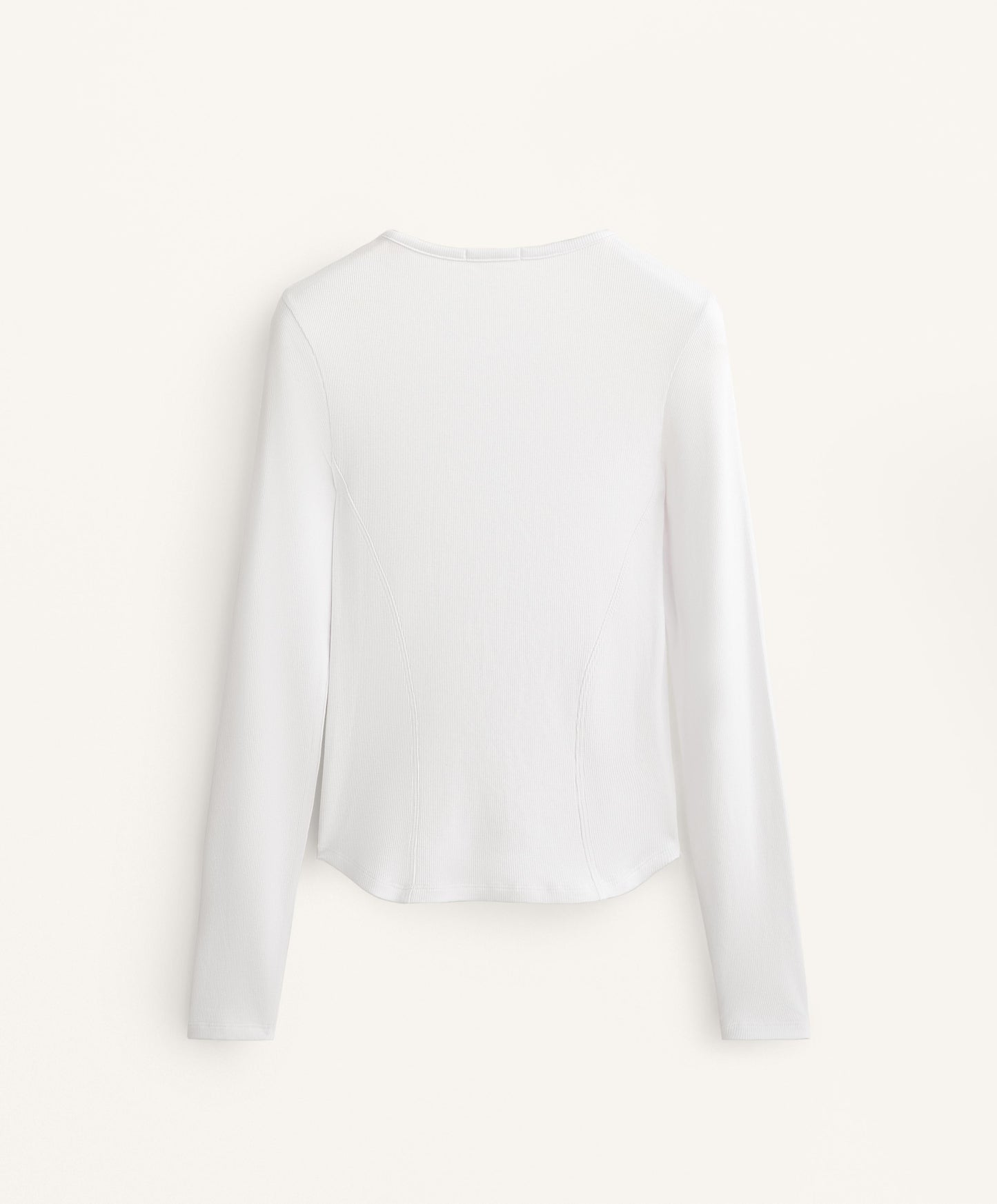 Long sleeve rib T-shirt with cotton and modal