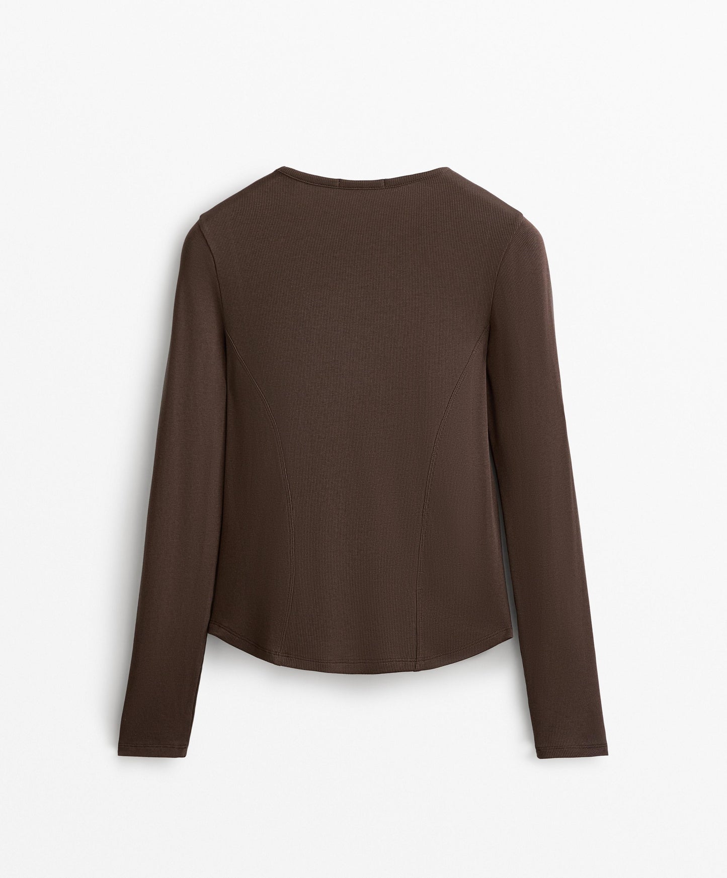 Long sleeve rib T-shirt with cotton and modal