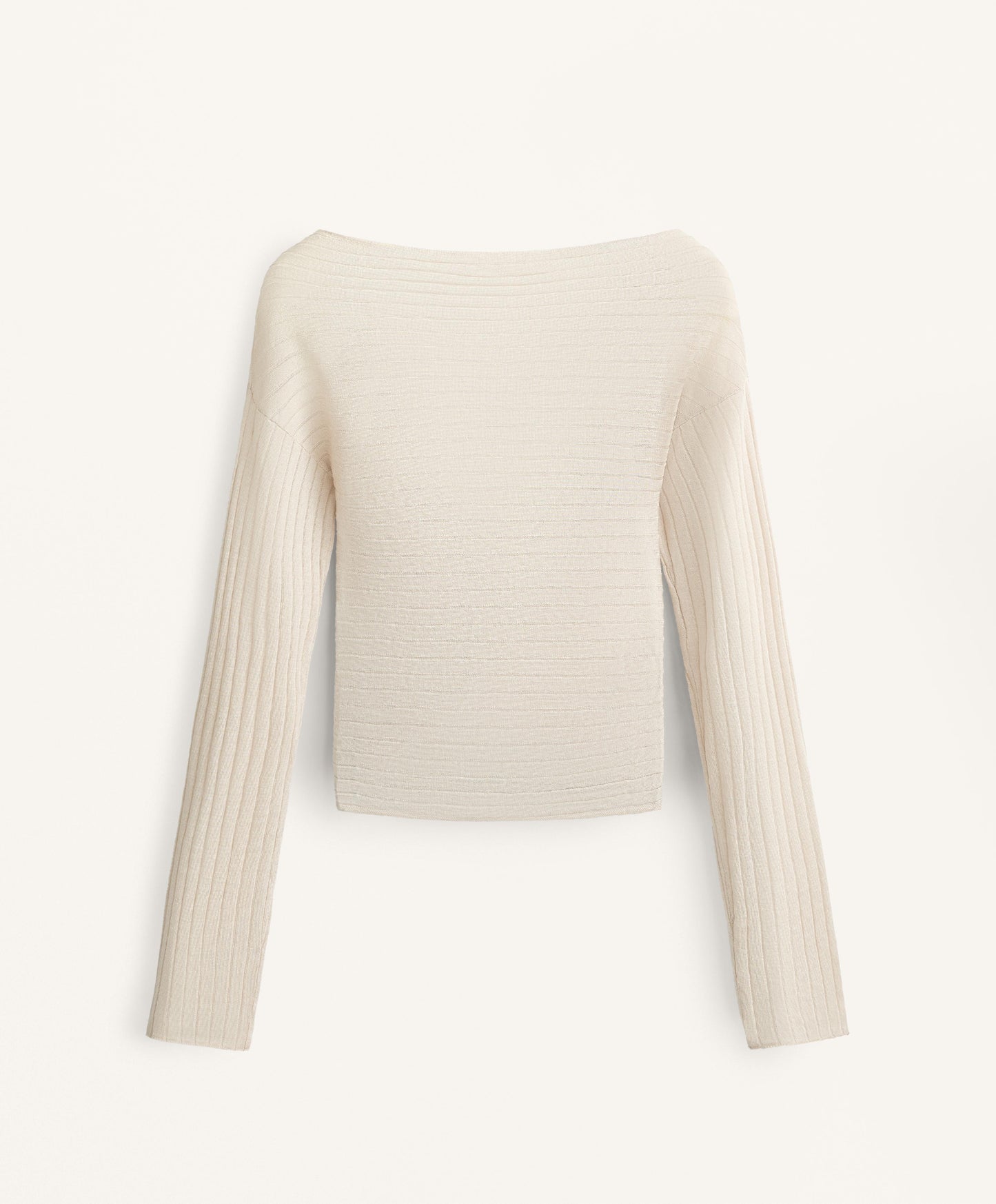 Semi-sheer fine knit rib crossover jumper