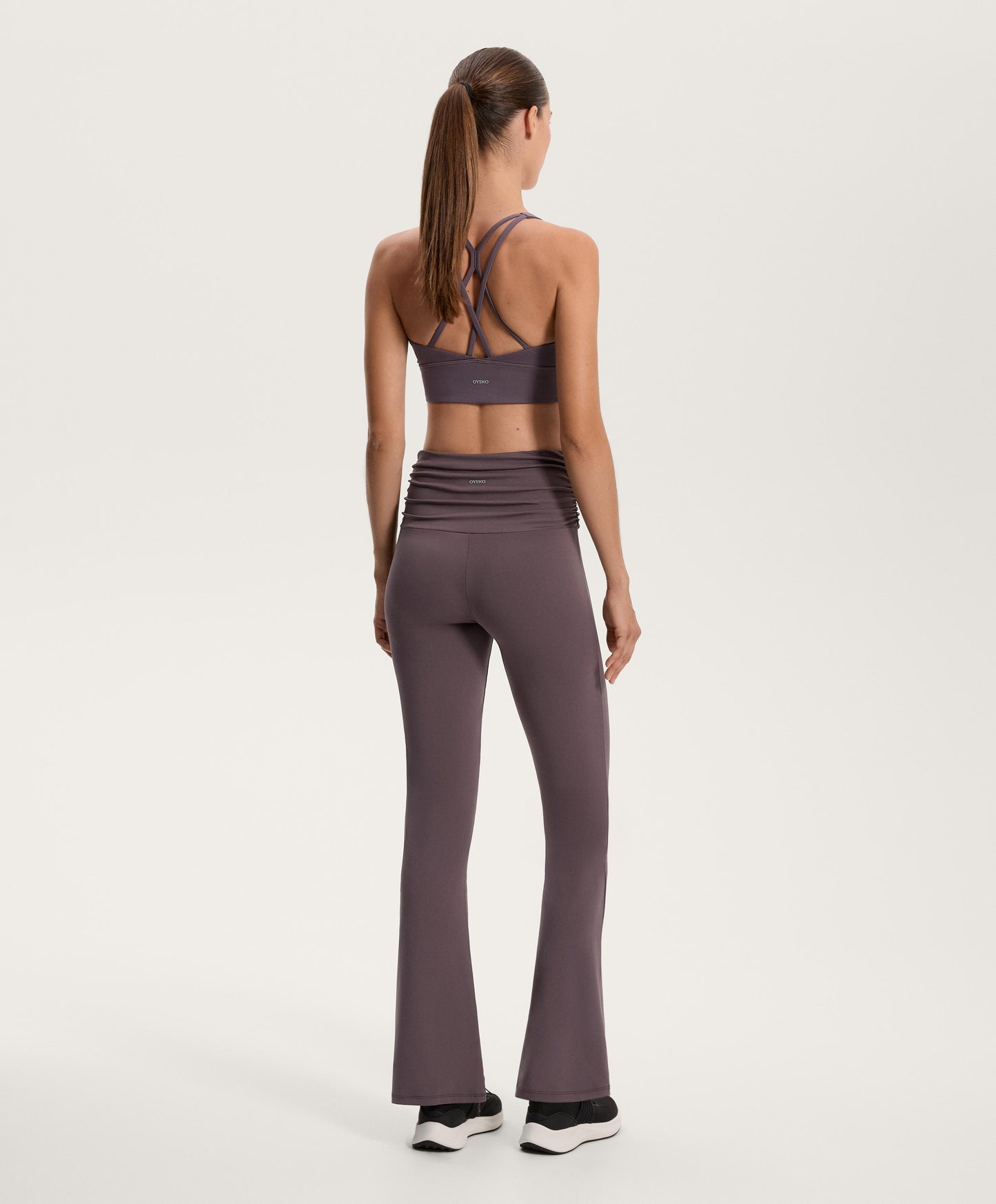High-rise Comfortlux ruched waist flare trousers