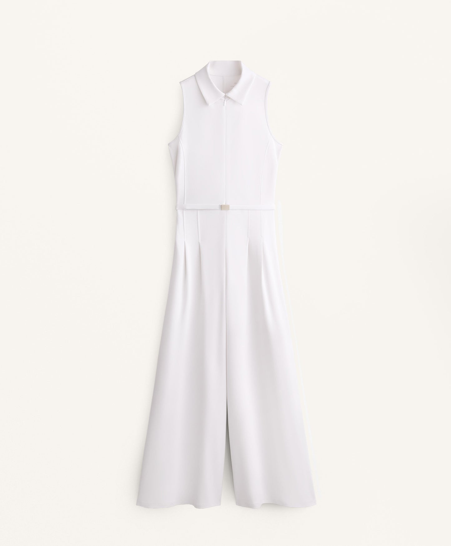 Piqu¨¦ polo neck long jumpsuit with modal