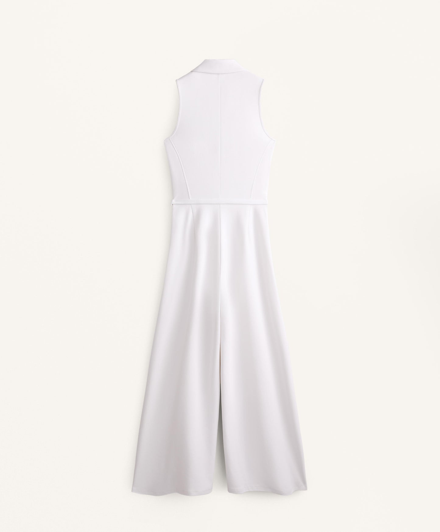 Piqu¨¦ polo neck long jumpsuit with modal