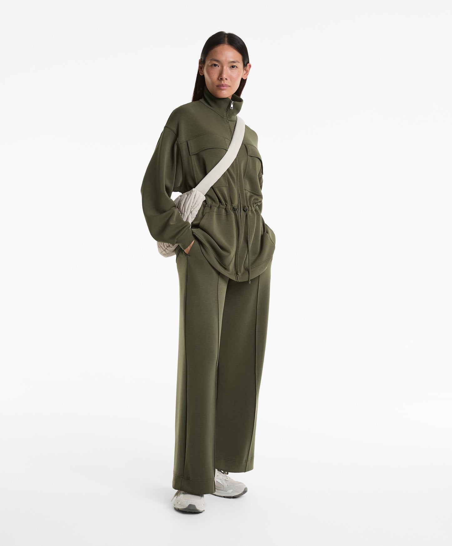 Straight-leg soft-touch modal trousers with crease