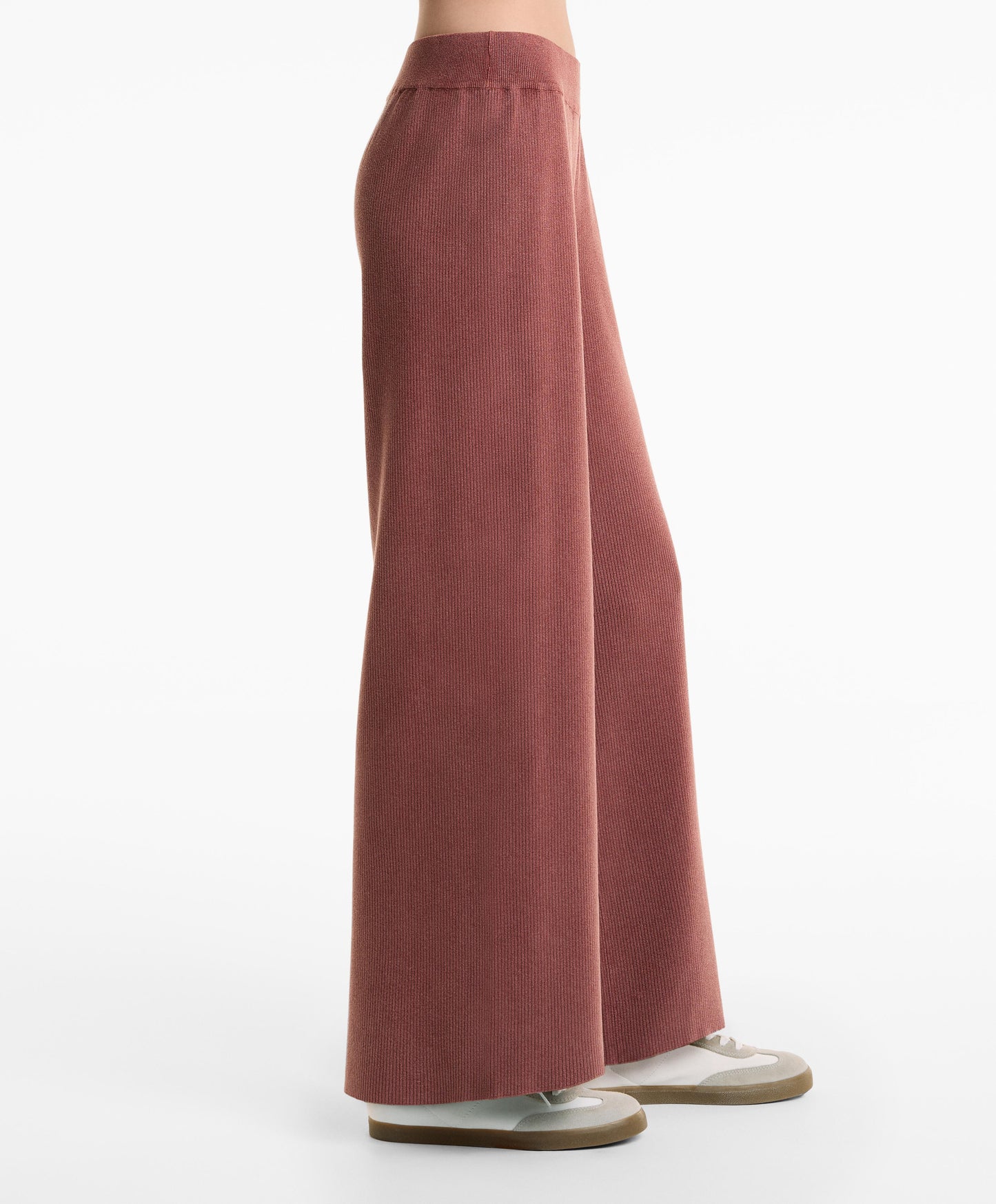 Washed knit straight leg trousers