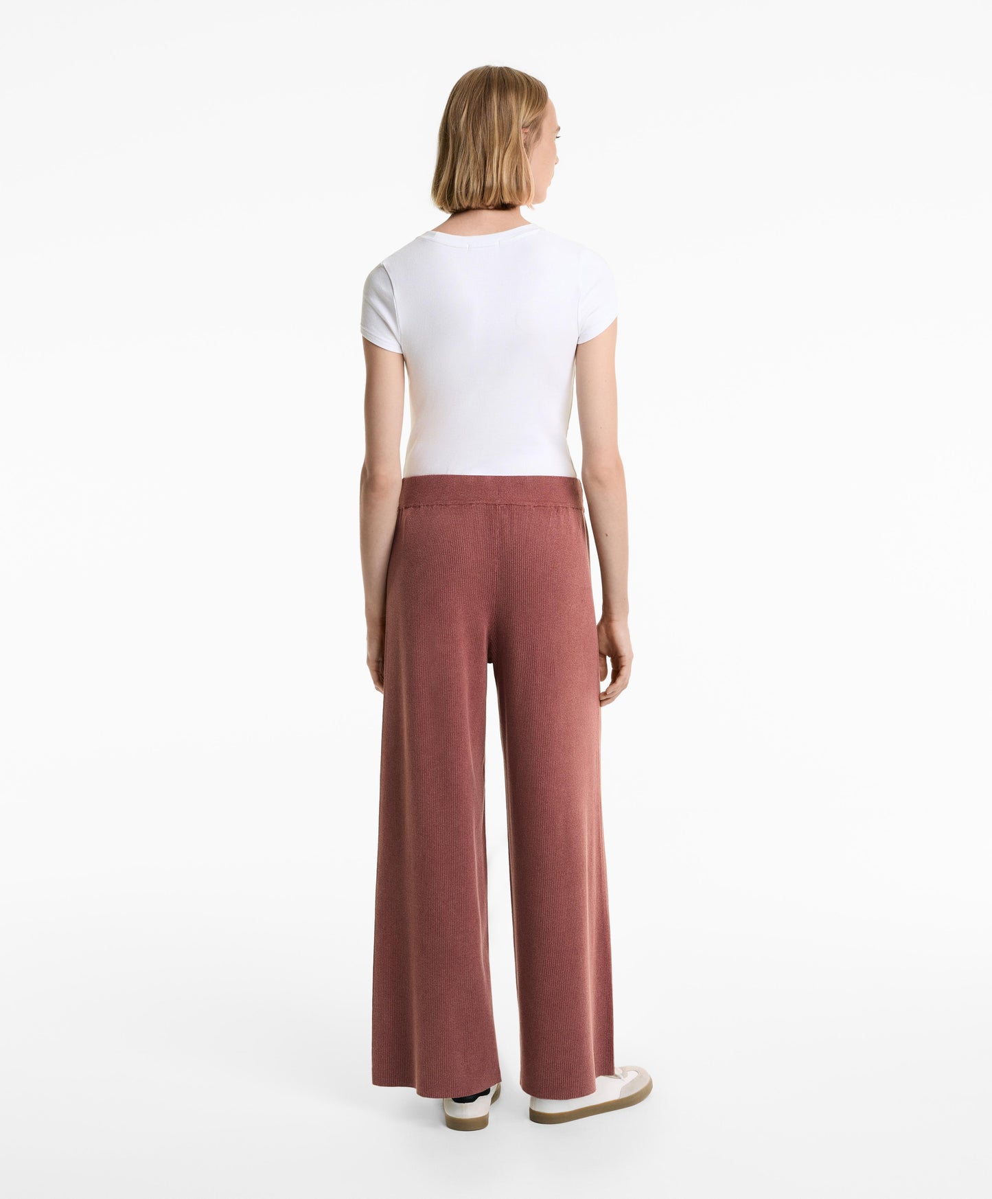 Washed knit straight leg trousers