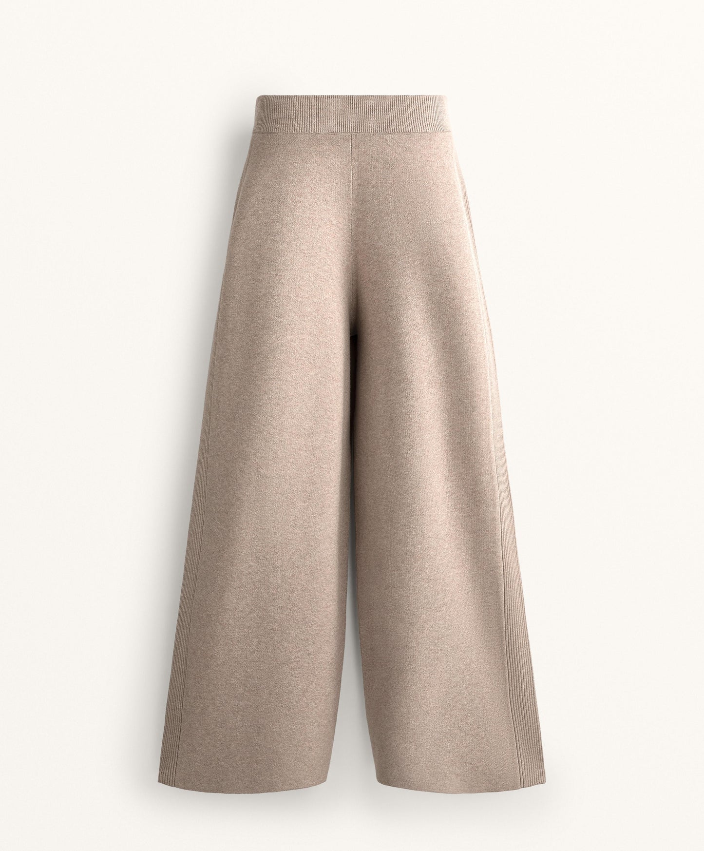 Wide leg knit trousers with side rib