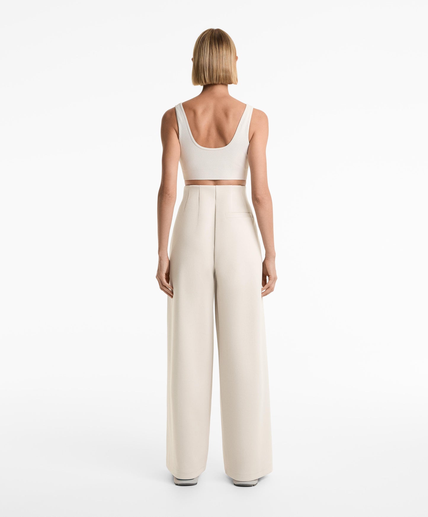 Super high rise piqu¨¦ long trousers with cotton