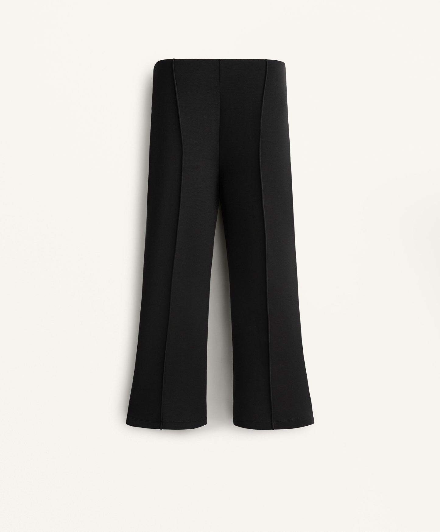 Cotton blend seam detail flare capri trousers