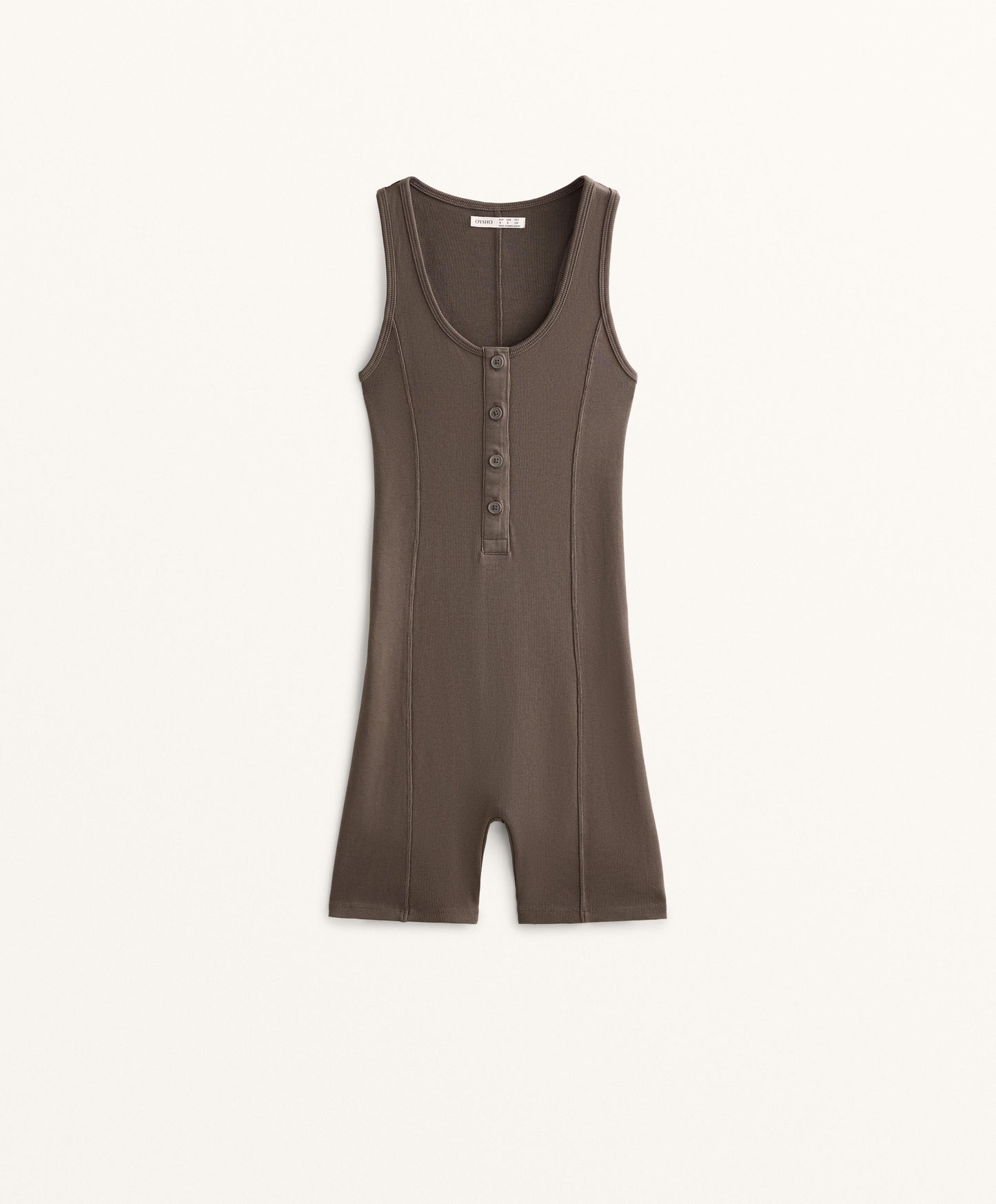 Cotton blend heavy rib short playsuit