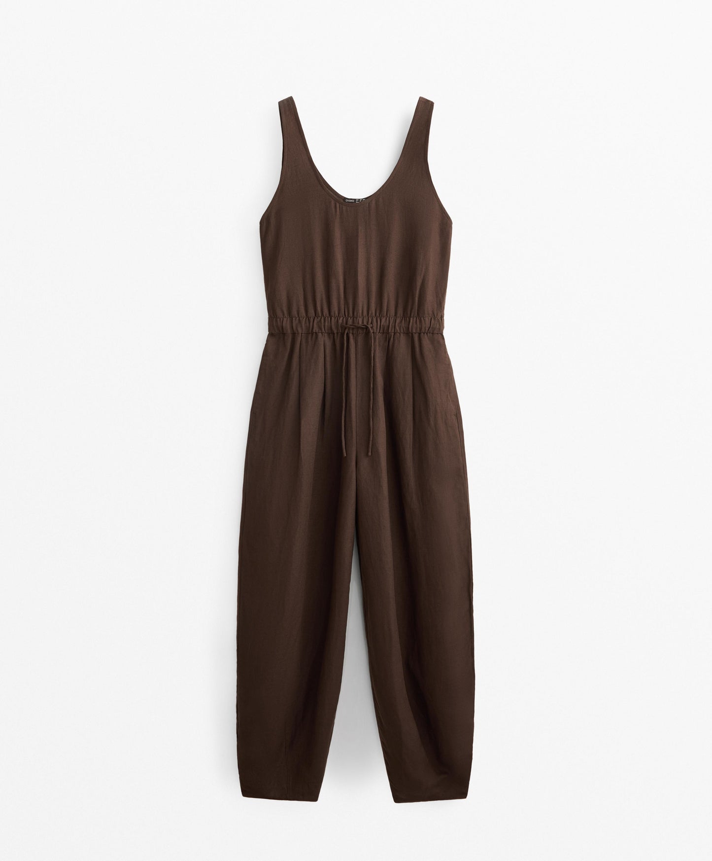 Linen blend balloon jumpsuit