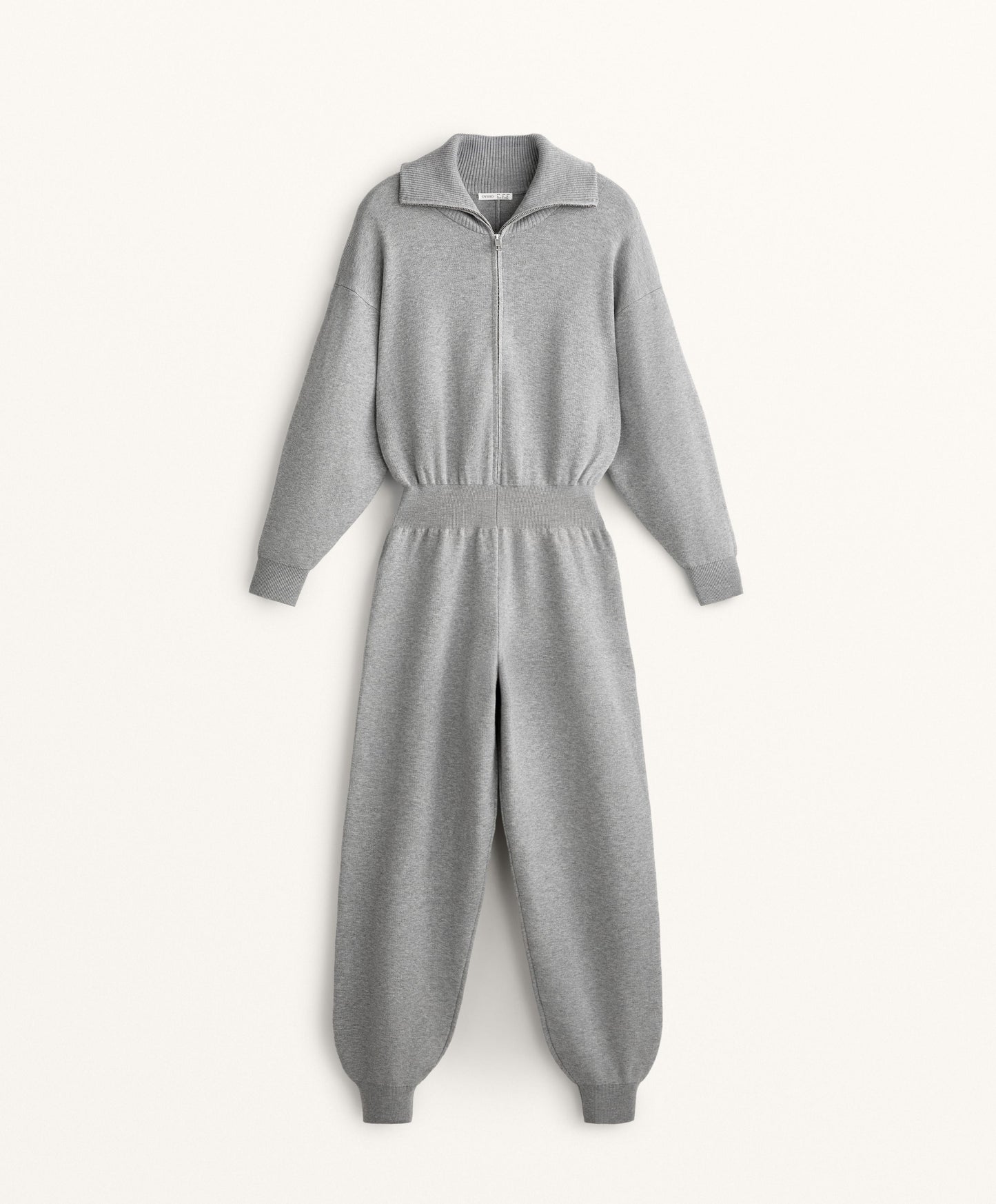 Long half-zip knit jumpsuit