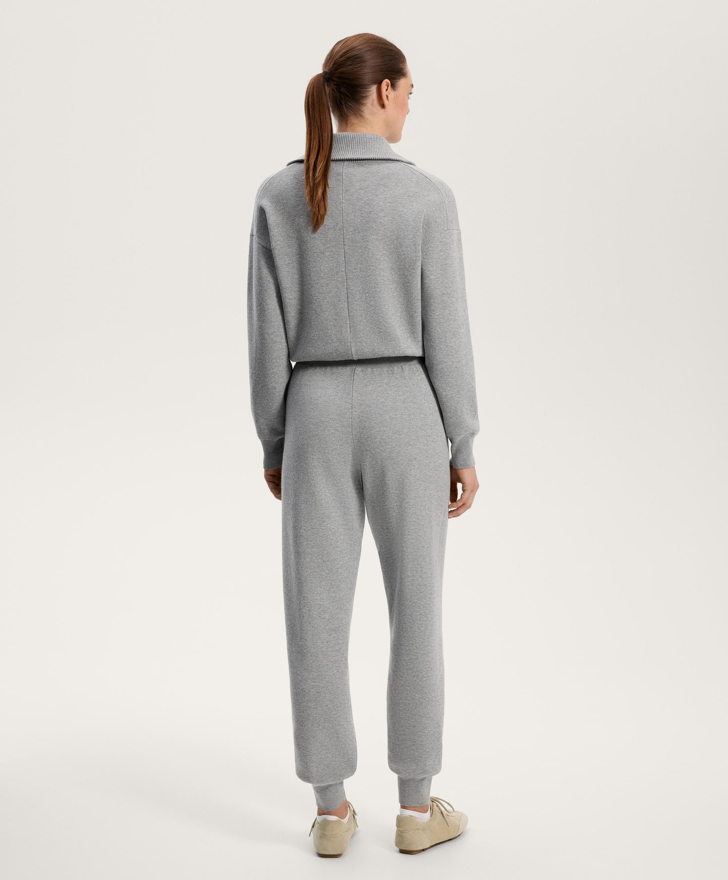 Long half-zip knit jumpsuit