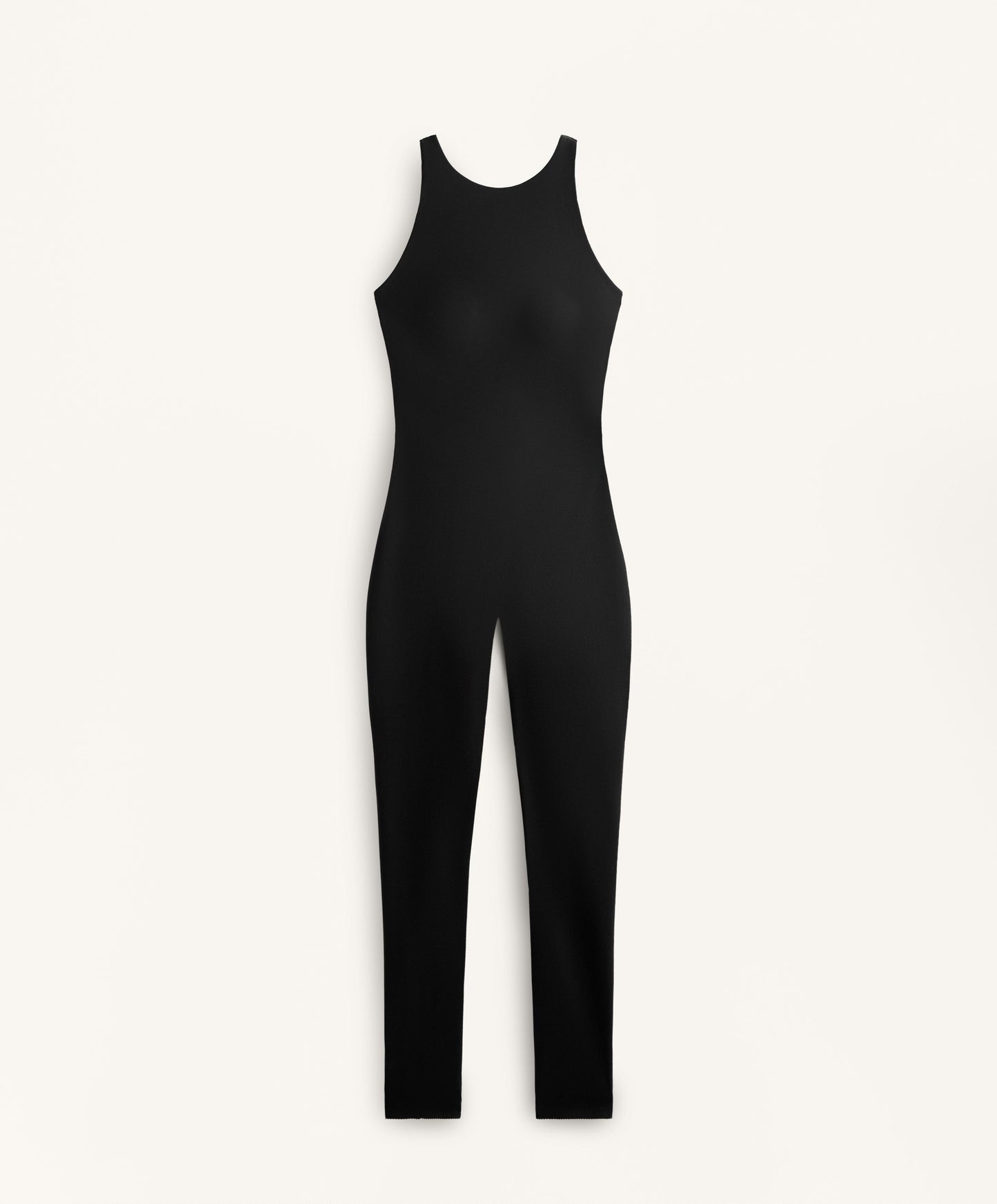 Compressive long jumpsuit with back straps