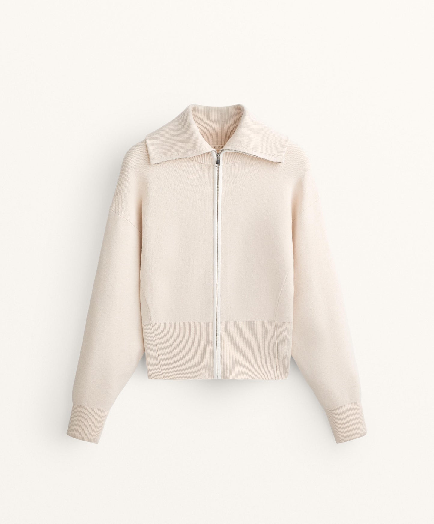 High collar knit jacket with contrast piping