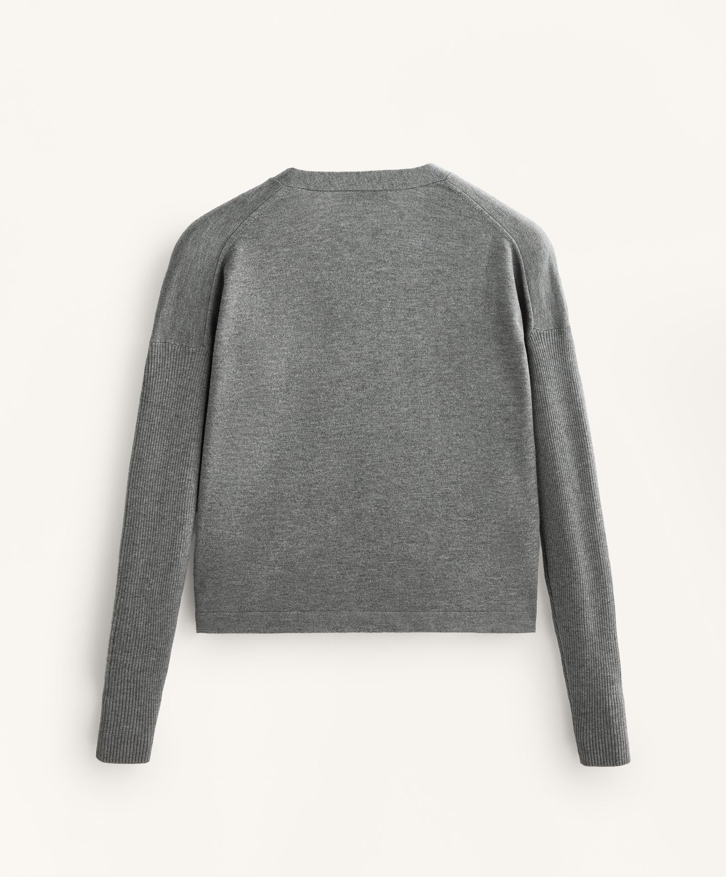 Crossover knit jumper with rib sleeves