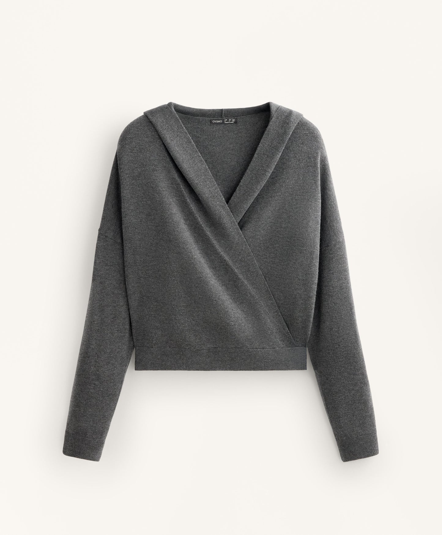 Knit crossover hooded jumper