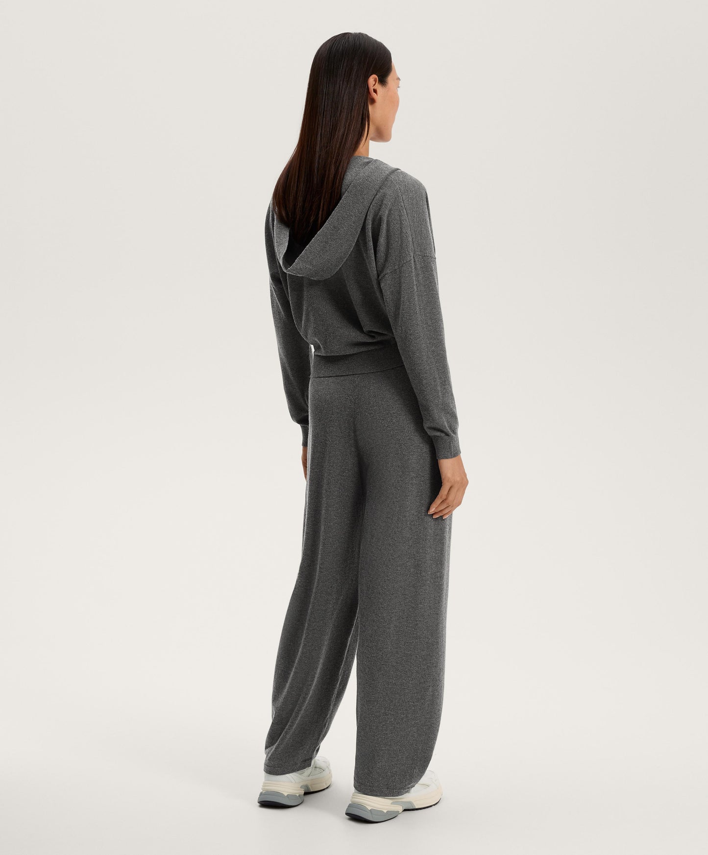 Knit crossover hooded jumper