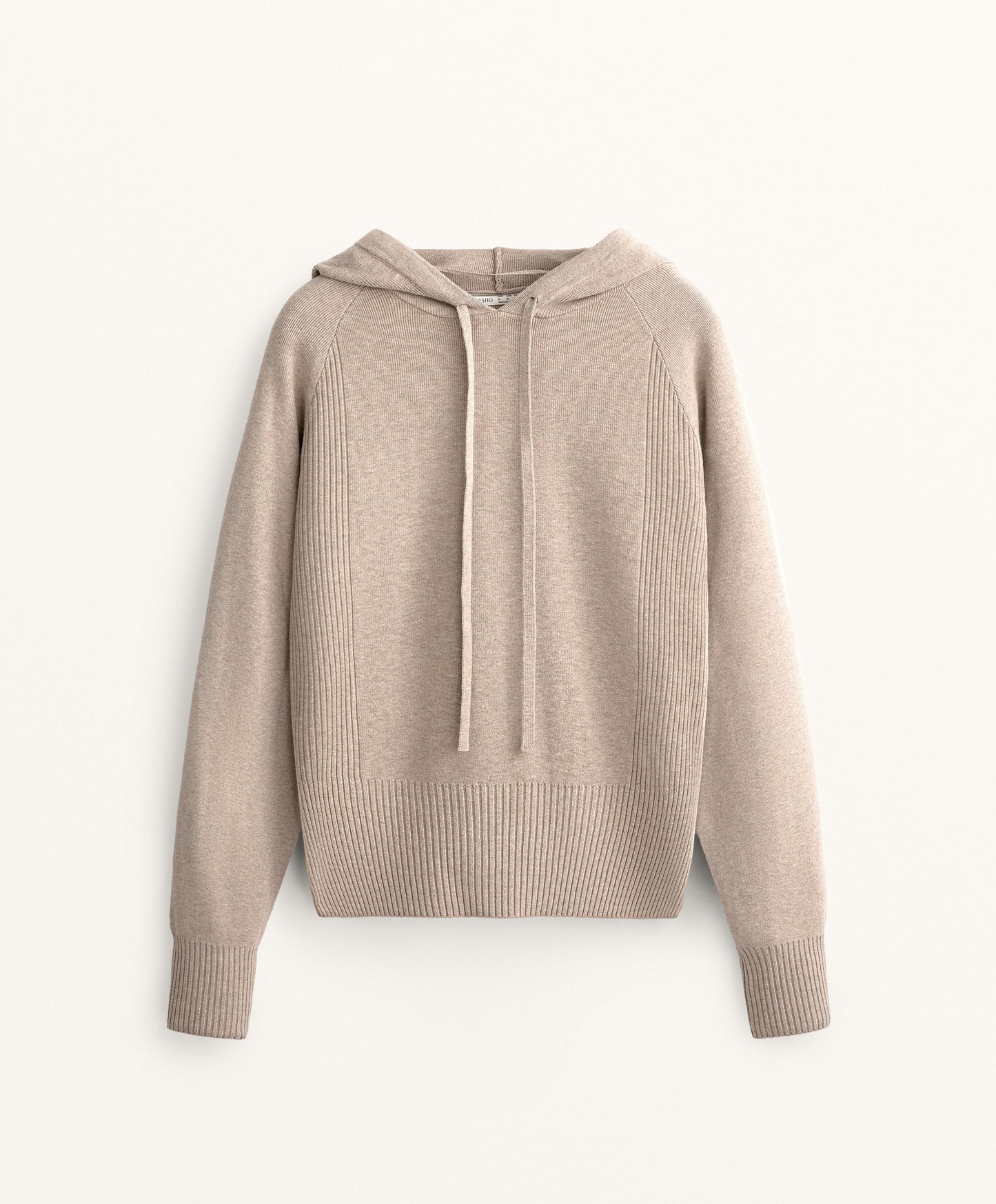 Rib jumper with drawstring hood and fitted waist