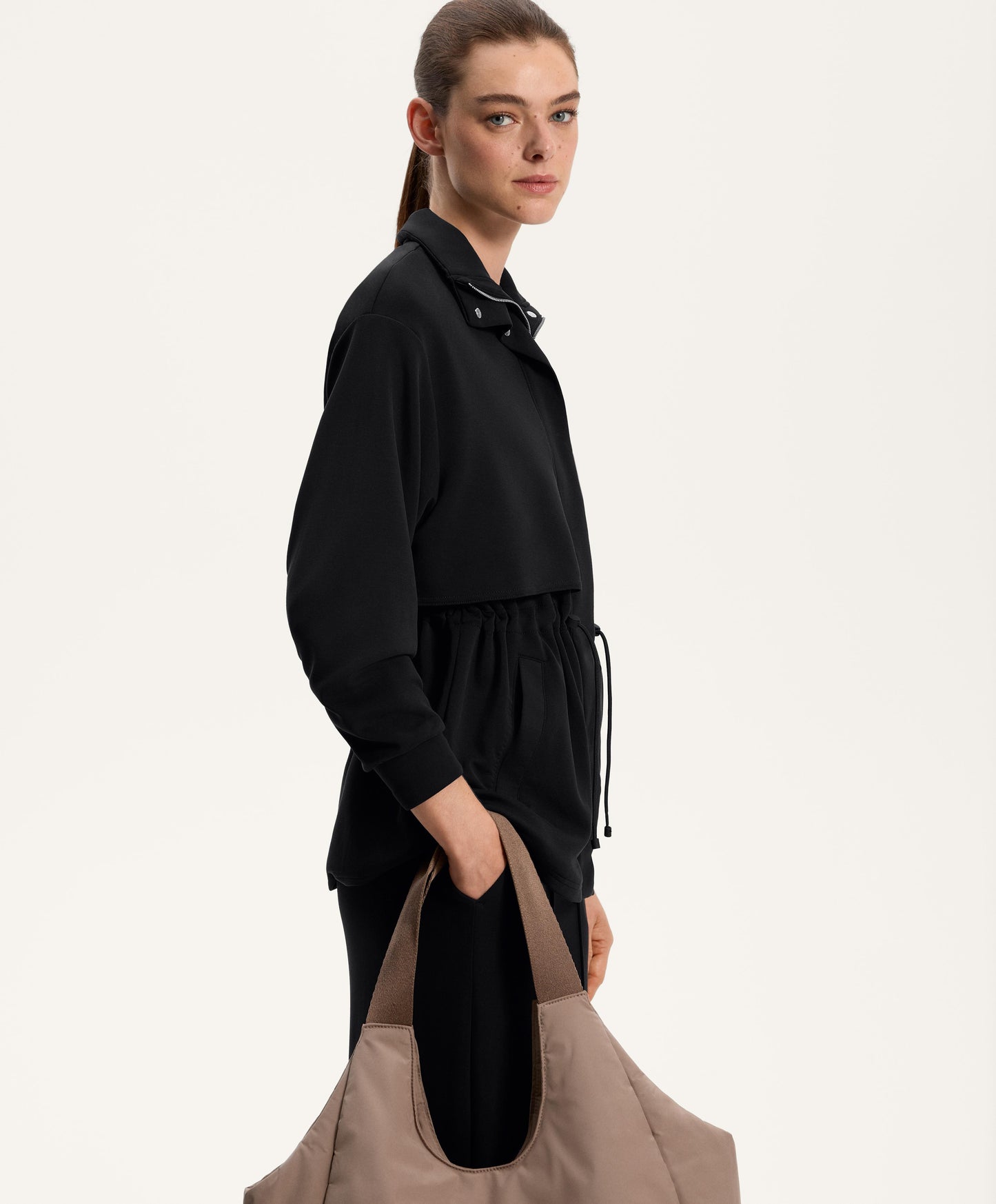 Long soft-feel modal jacket with pockets
