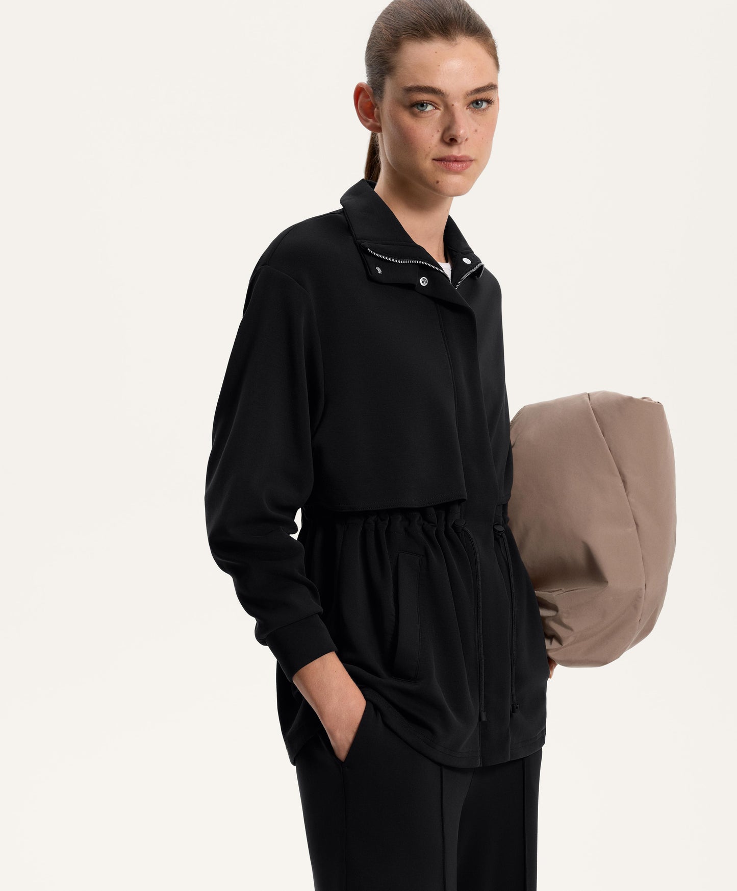 Long soft-feel modal jacket with pockets
