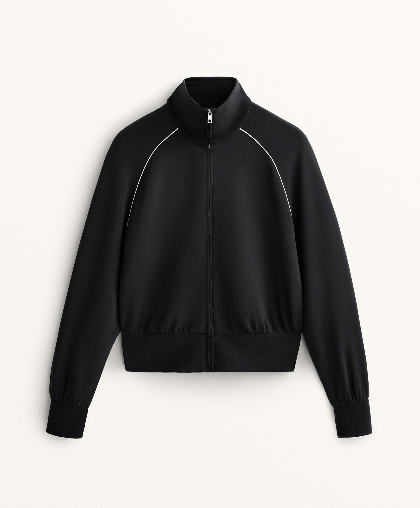 High neck piping jacket with soft touch modal