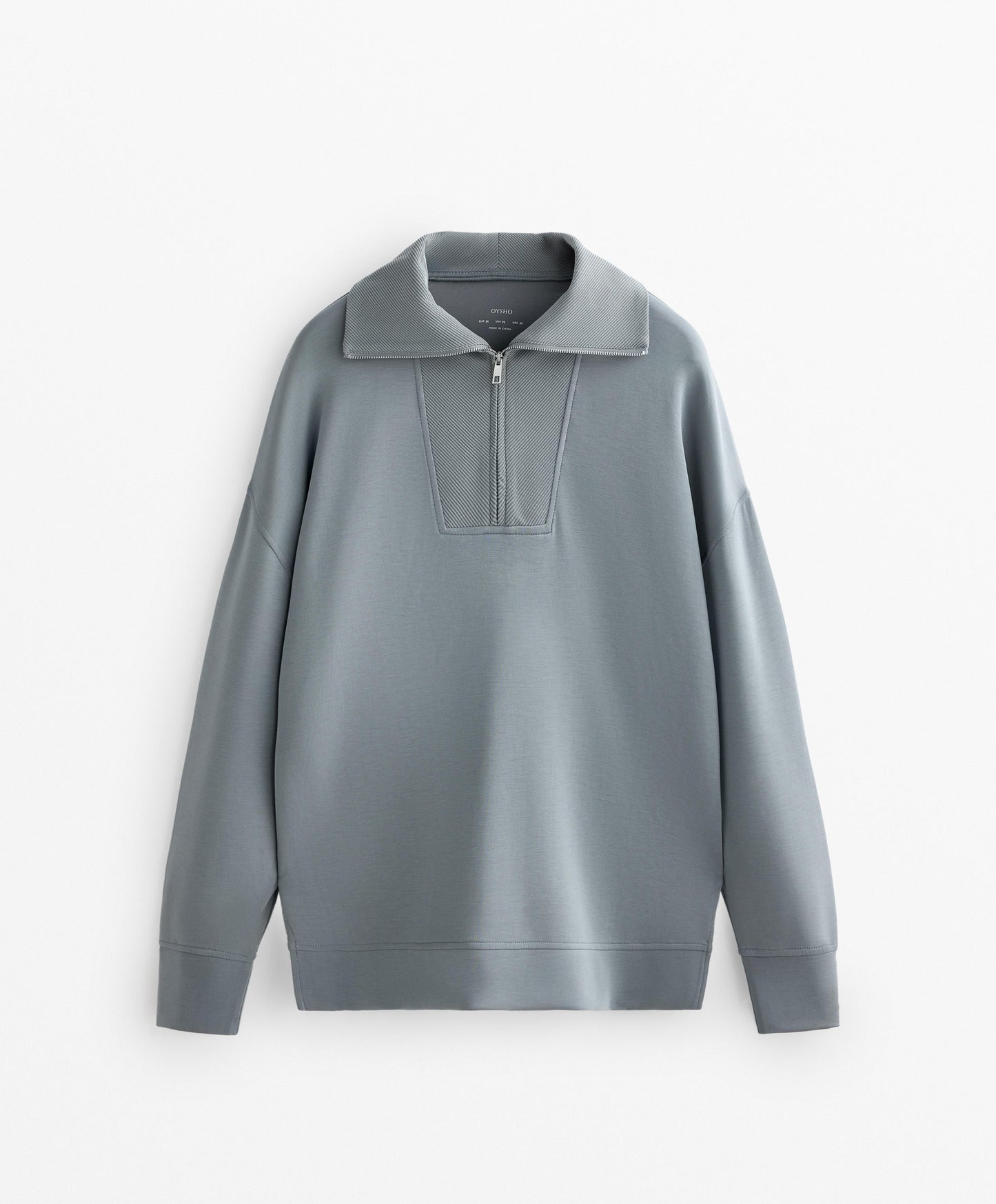 Long high neck sweatshirt with soft touch modal
