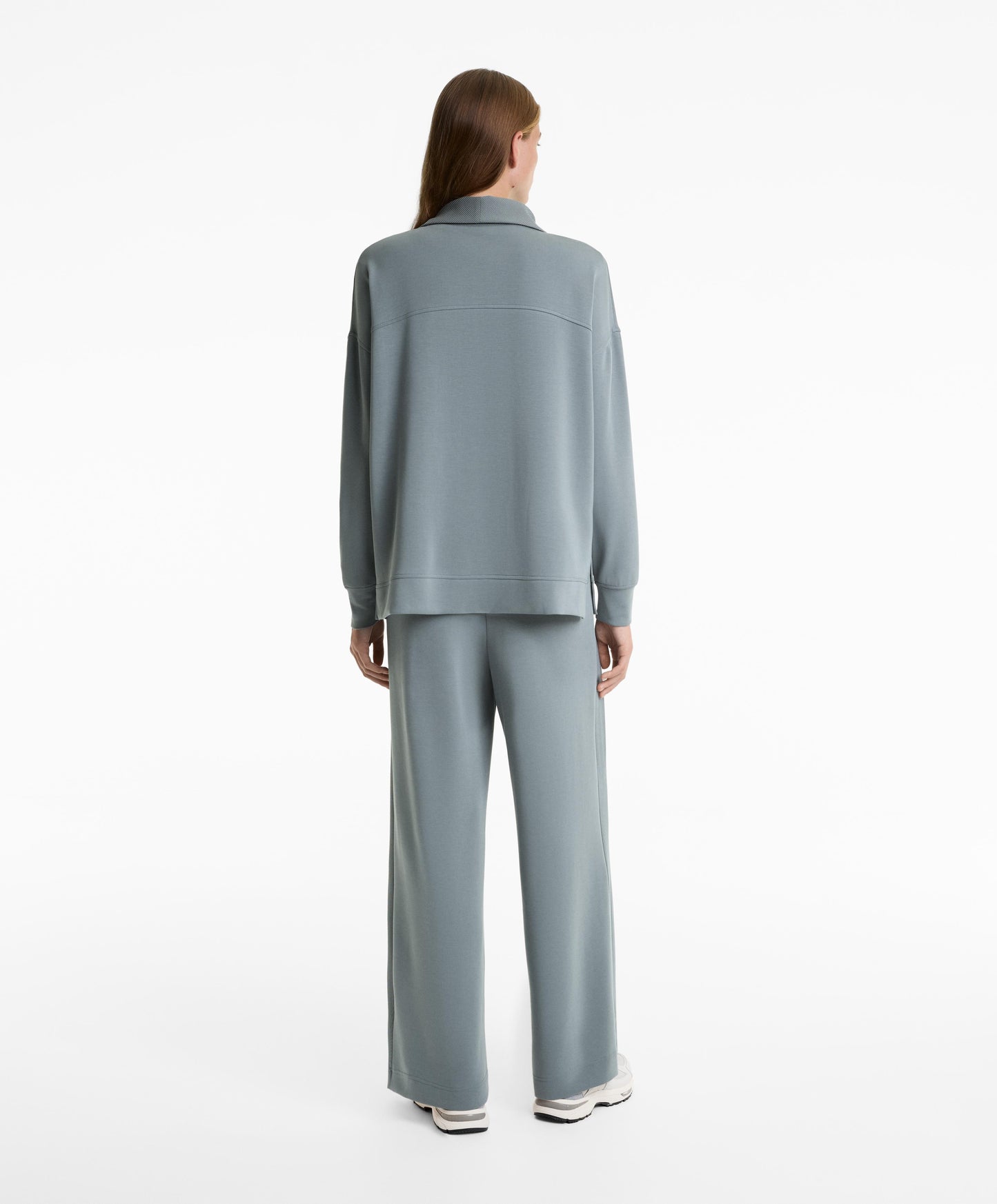 Long high neck sweatshirt with soft touch modal
