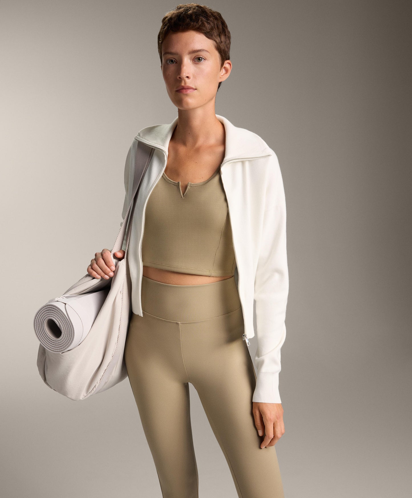 High neck knit jacket